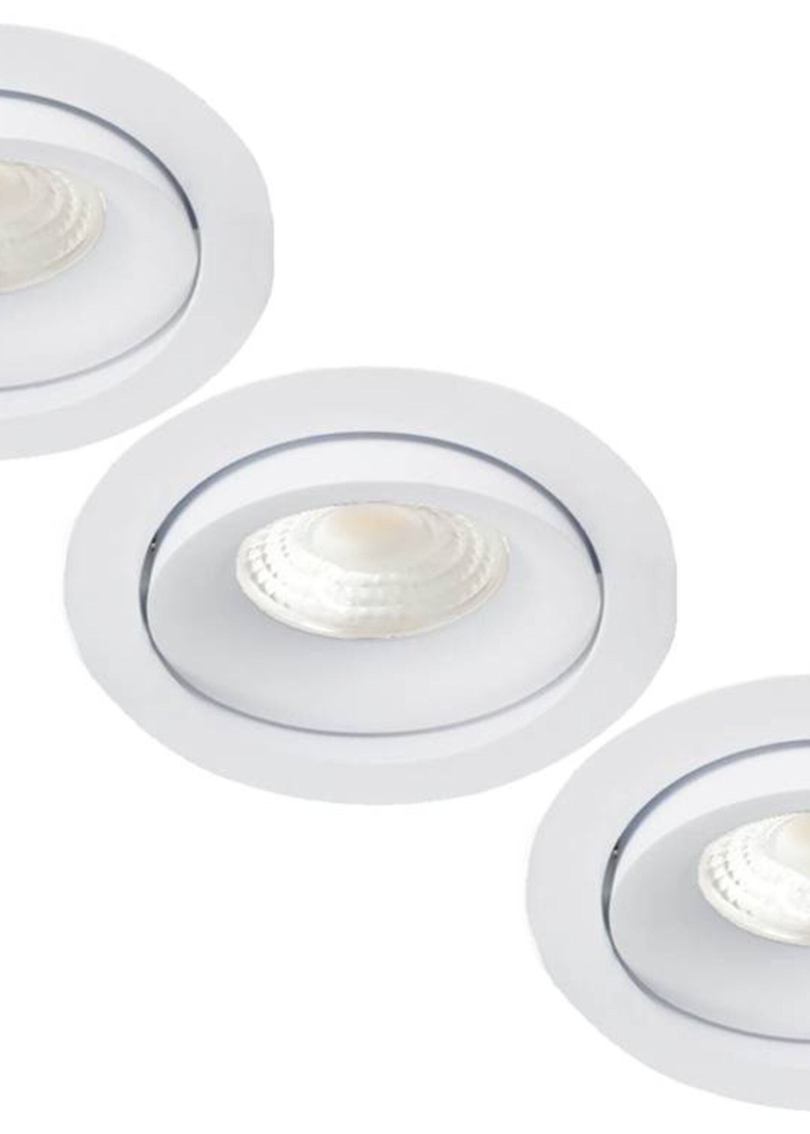Set van 3 stuks inbouw Ledspot Kiel, 5 Watt, Warmwit, Dimbaar, 420 Lumen, kantelbaar, richtbaar. Witte uitvoering