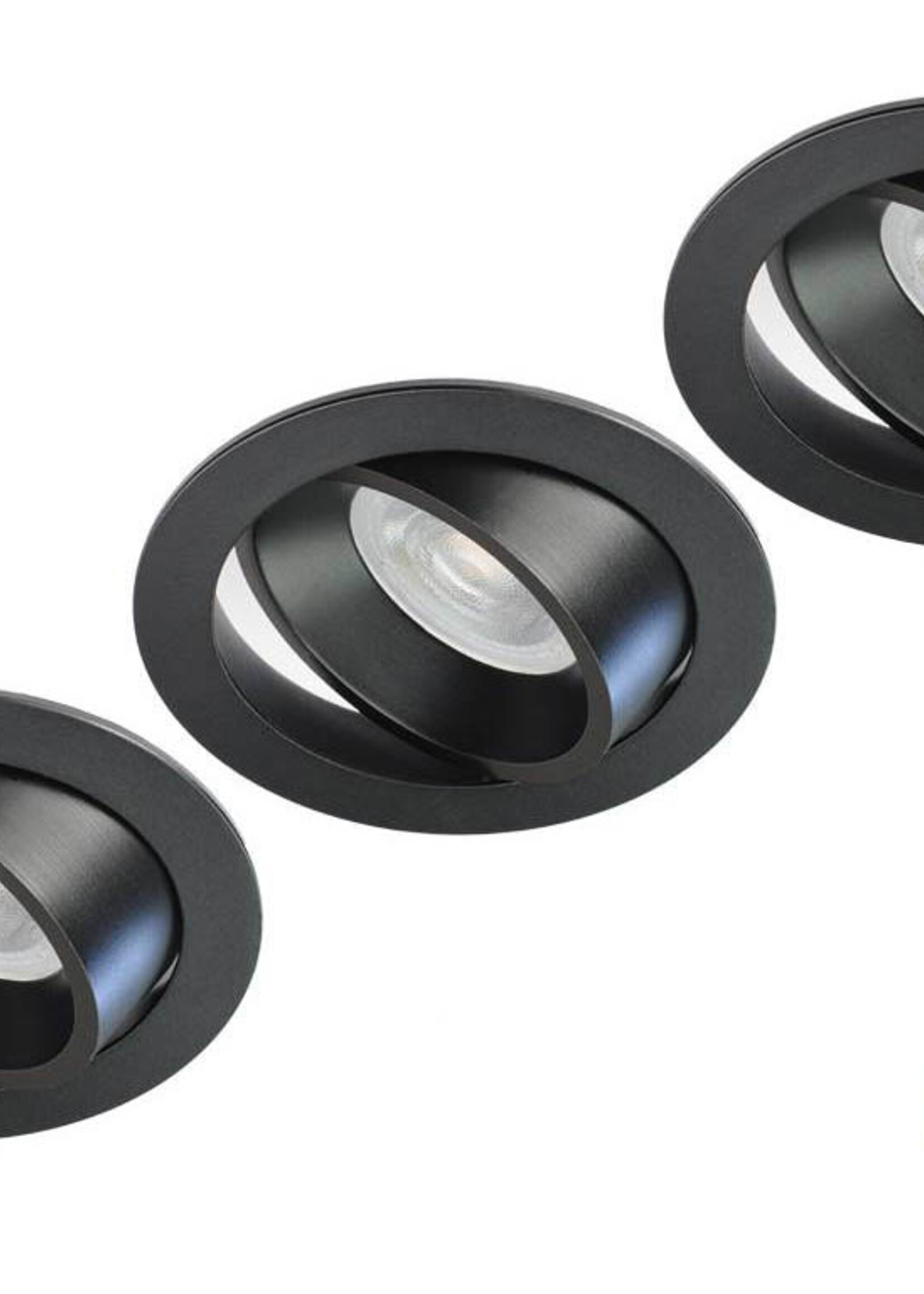 Philips 3 stuks Zwarte, LED inbouwspots met Philips 4,9W GU10 Spots, dimbaar (dim to warm), kantelbaar, warmwit licht.