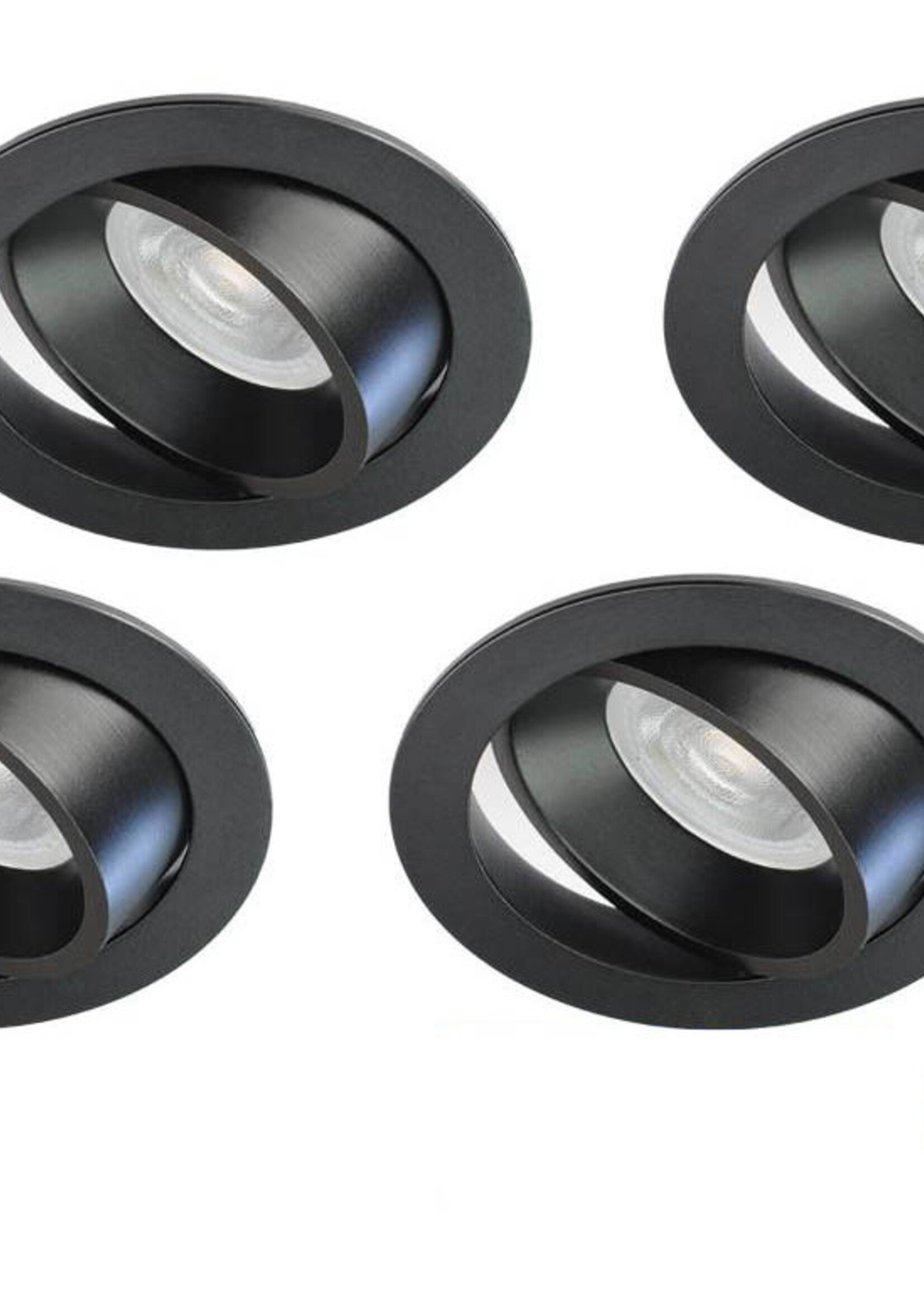 Philips 4 stuks Zwarte, LED inbouwspots met Philips 4,9W GU10 Spots, dimbaar (dim to warm), kantelbaar, warmwit licht.