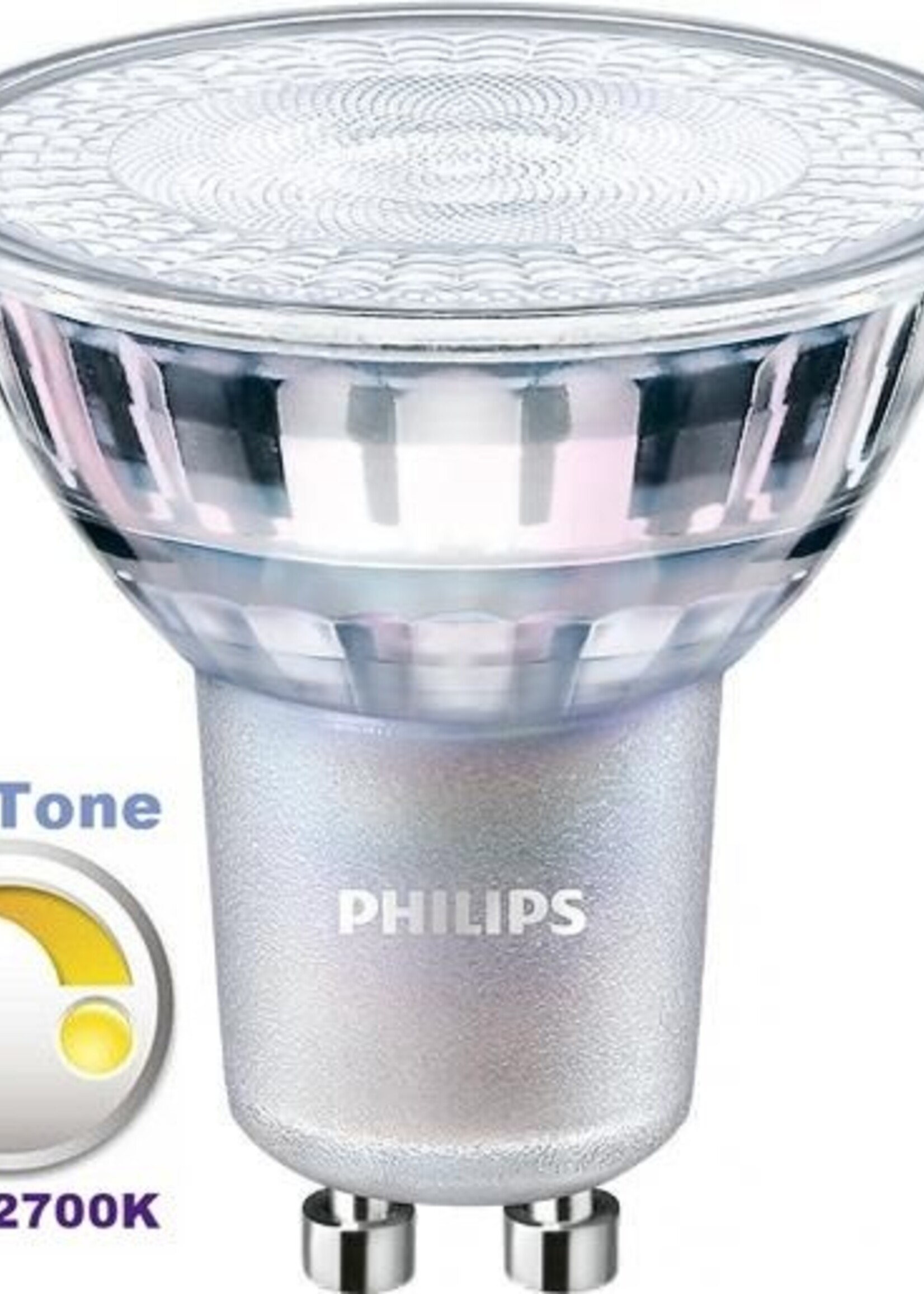 Philips 6 stuks Zwarte, LED inbouwspots met Philips 4,9W GU10 Spots, dimbaar (dim to warm), kantelbaar, warmwit licht.