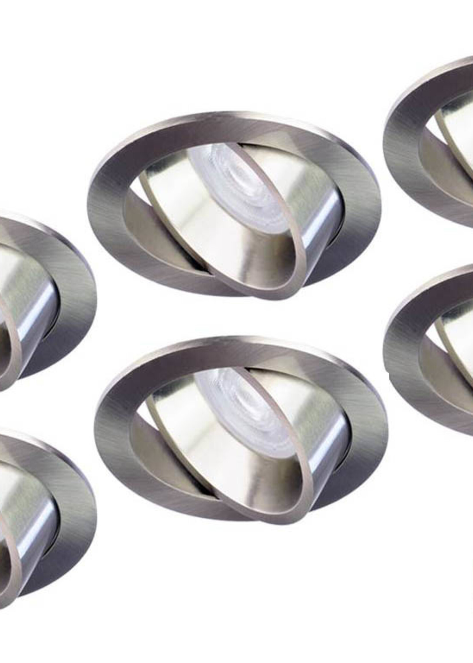 Philips Set van 6 Rvs LED inbouwspot 4,9W dimbaar (dim to warm) , kantelbaar, warmwit licht.