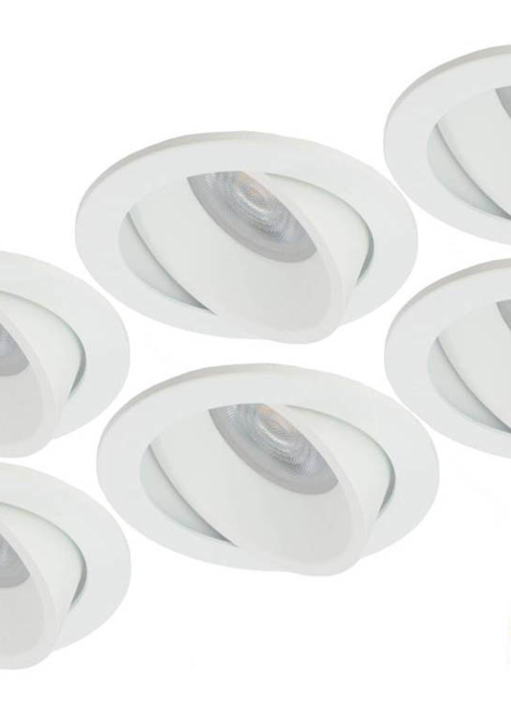 Philips Set van 6, witte LED inbouwspot 4,9W dimbaar (dim to warm), kantelbaar, warmwit licht.