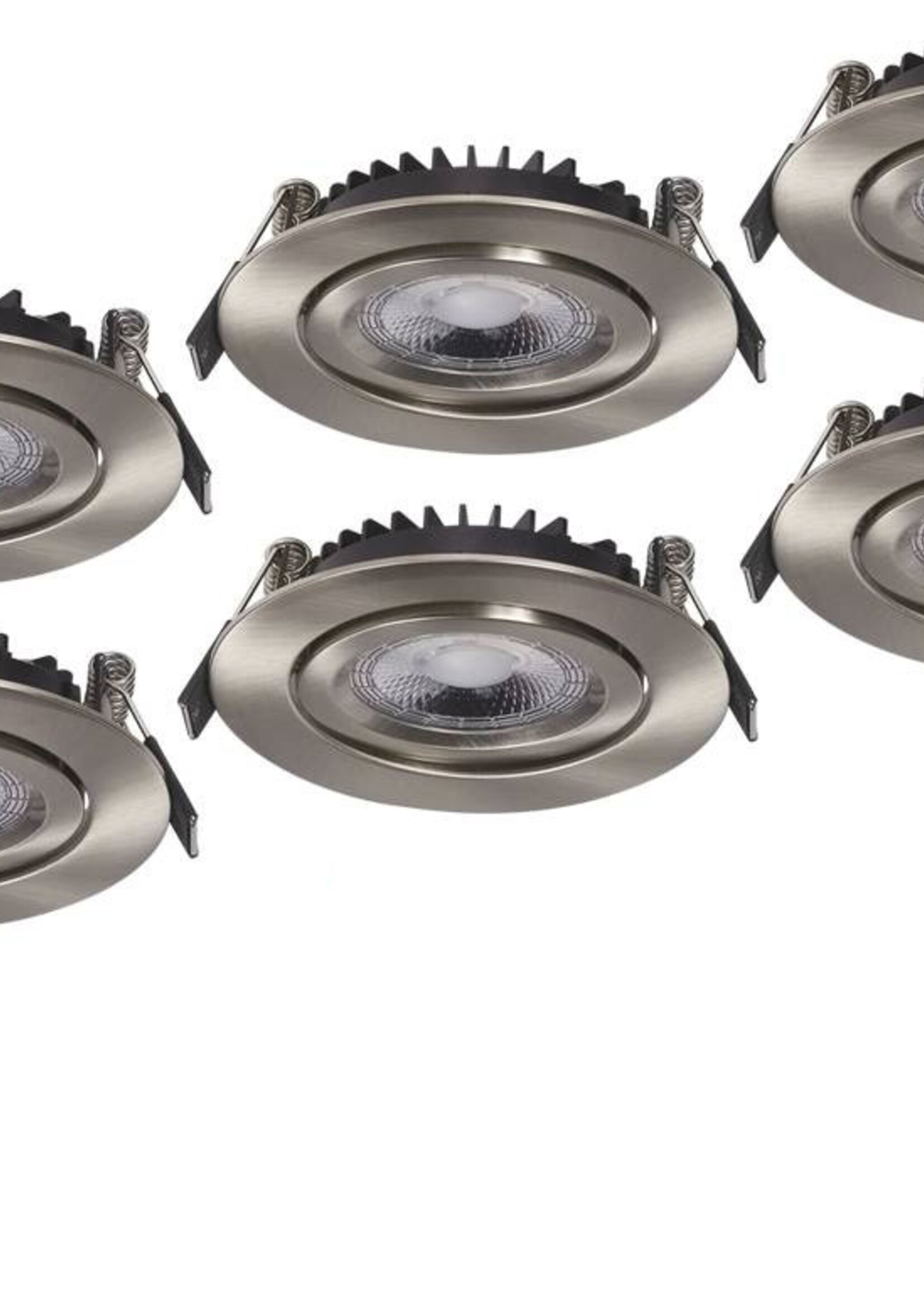 Set van 6 Inbouw Ledspot Dublin RVS, 6 Watt, Dimbaar Warm Wit IP44