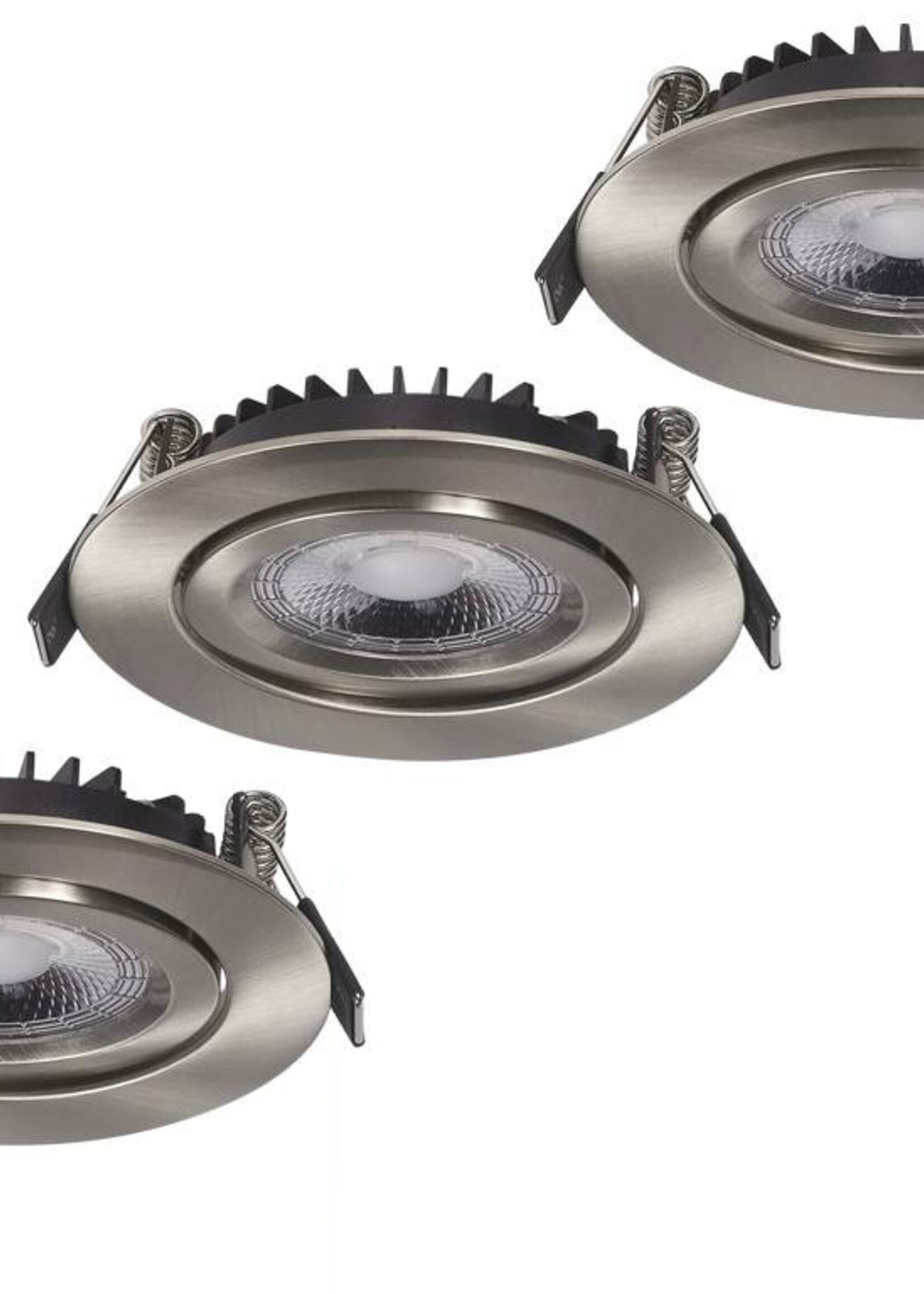 Set van 3 Inbouw Ledspot Dublin RVS, 6 Watt, Dimbaar Warm Wit IP44