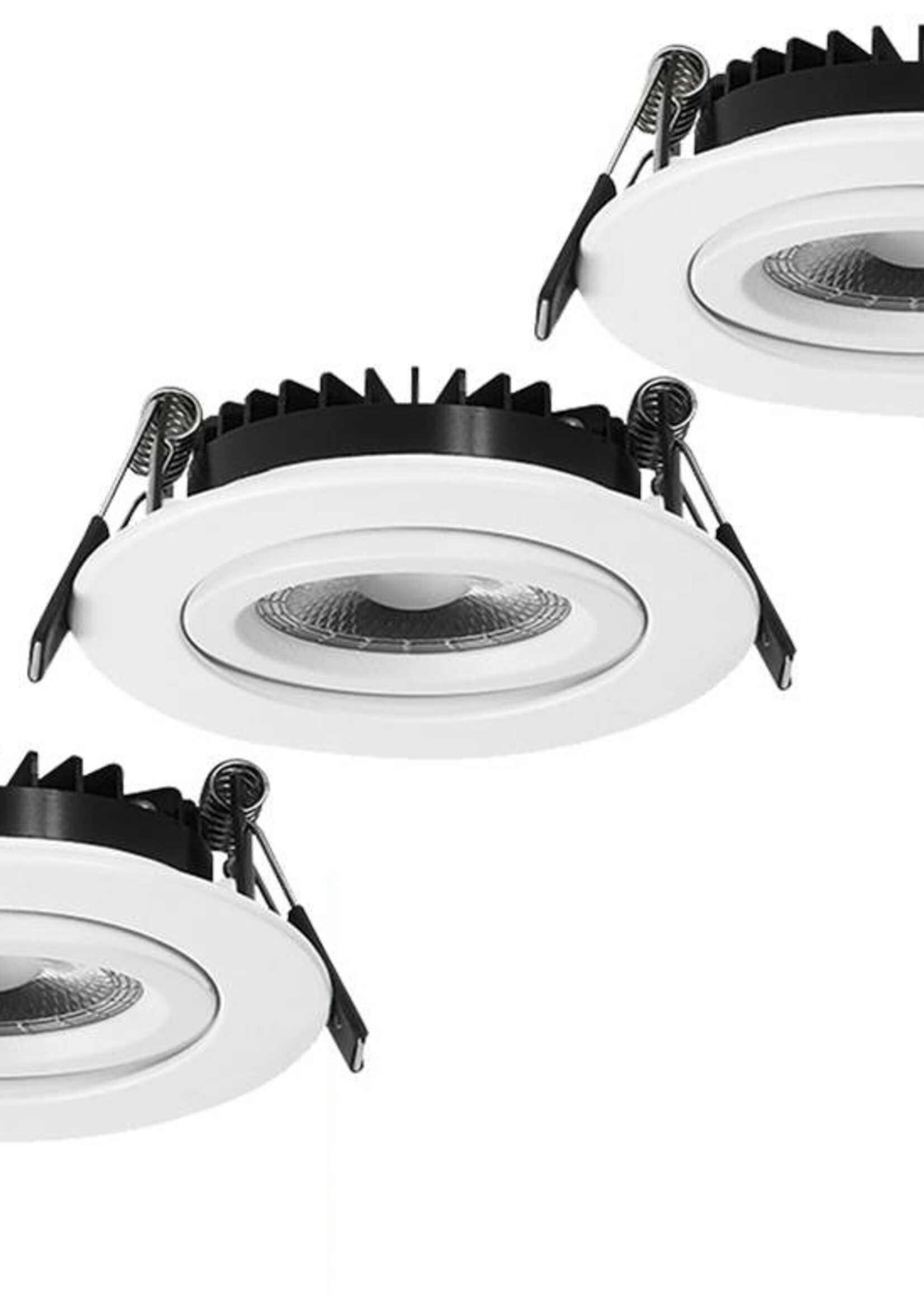 Set van 3 Inbouw Ledspot Dublin Wit, 6 Watt, Dimbaar Warm Wit IP44