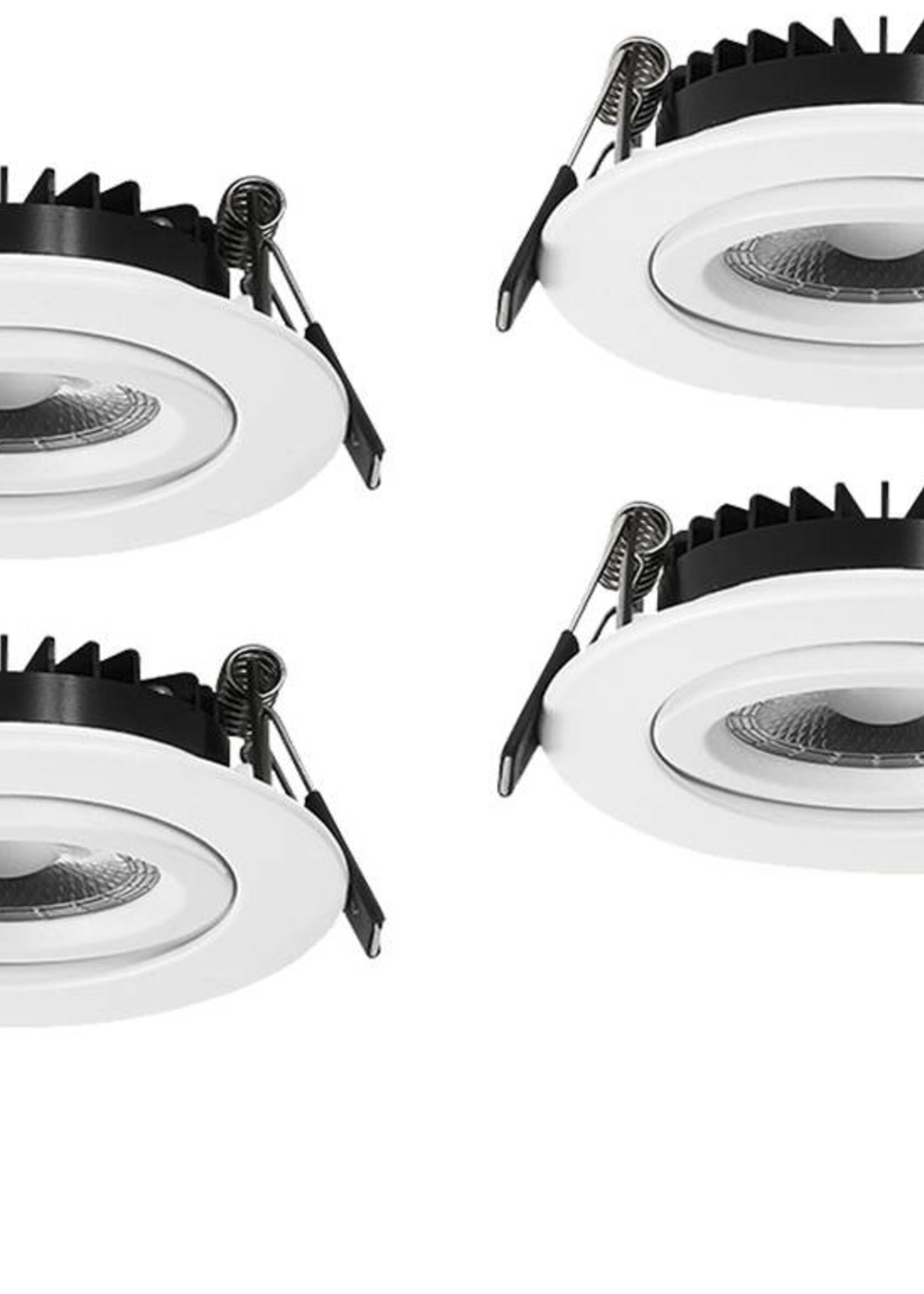 Set van 4 Inbouw Ledspot Dublin Wit, 6 Watt, Dimbaar Warm Wit IP44