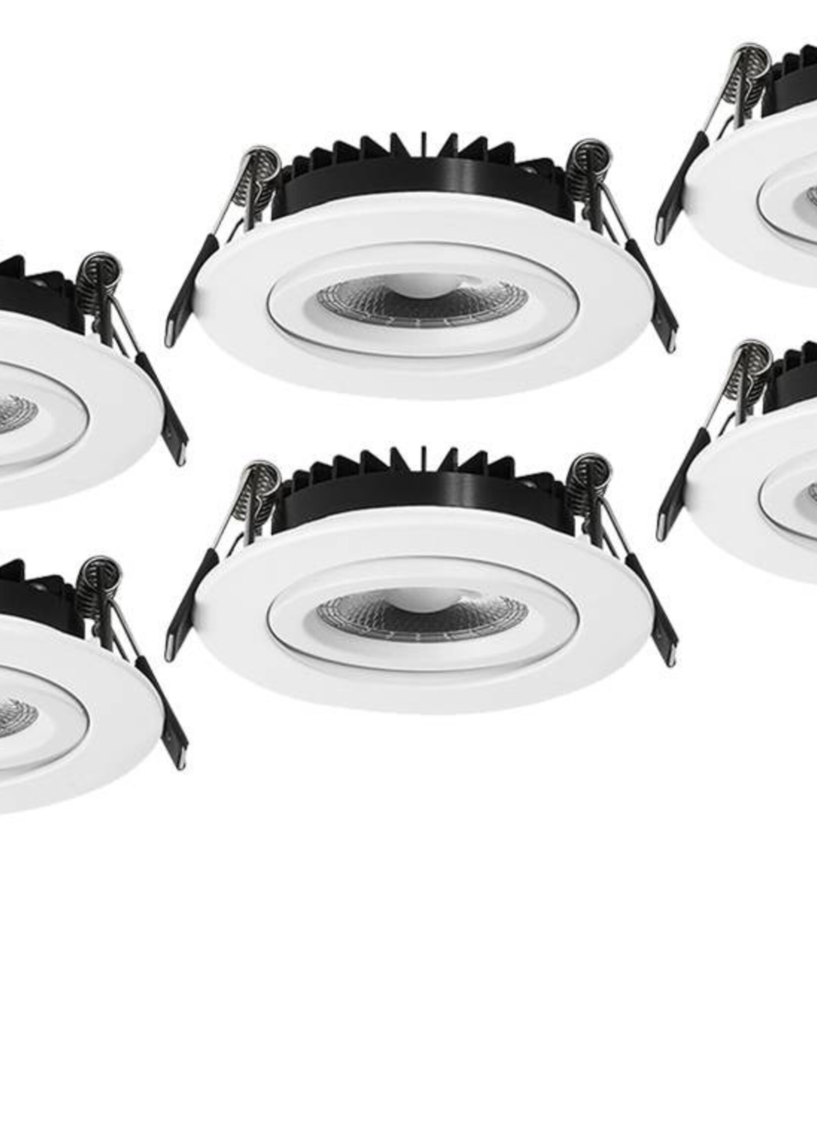 Set van 6 Inbouw Ledspot Dublin Wit, 6 Watt, Dimbaar Warm Wit IP44