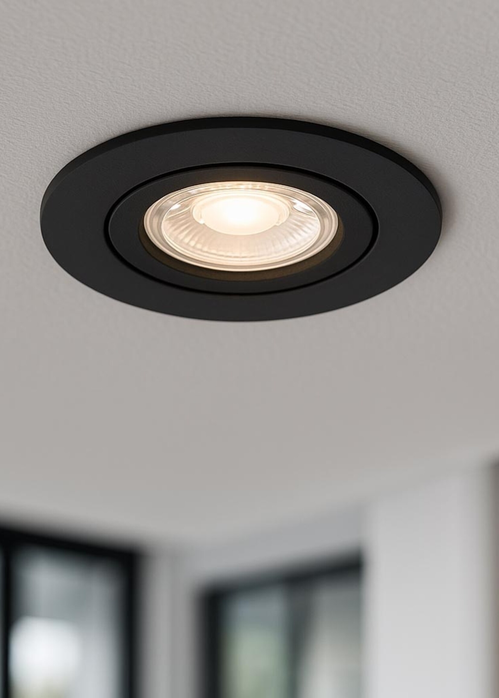 Inbouw Ledspot Dublin Zwart, 6 Watt, Dimbaar Warm wit licht  IP44