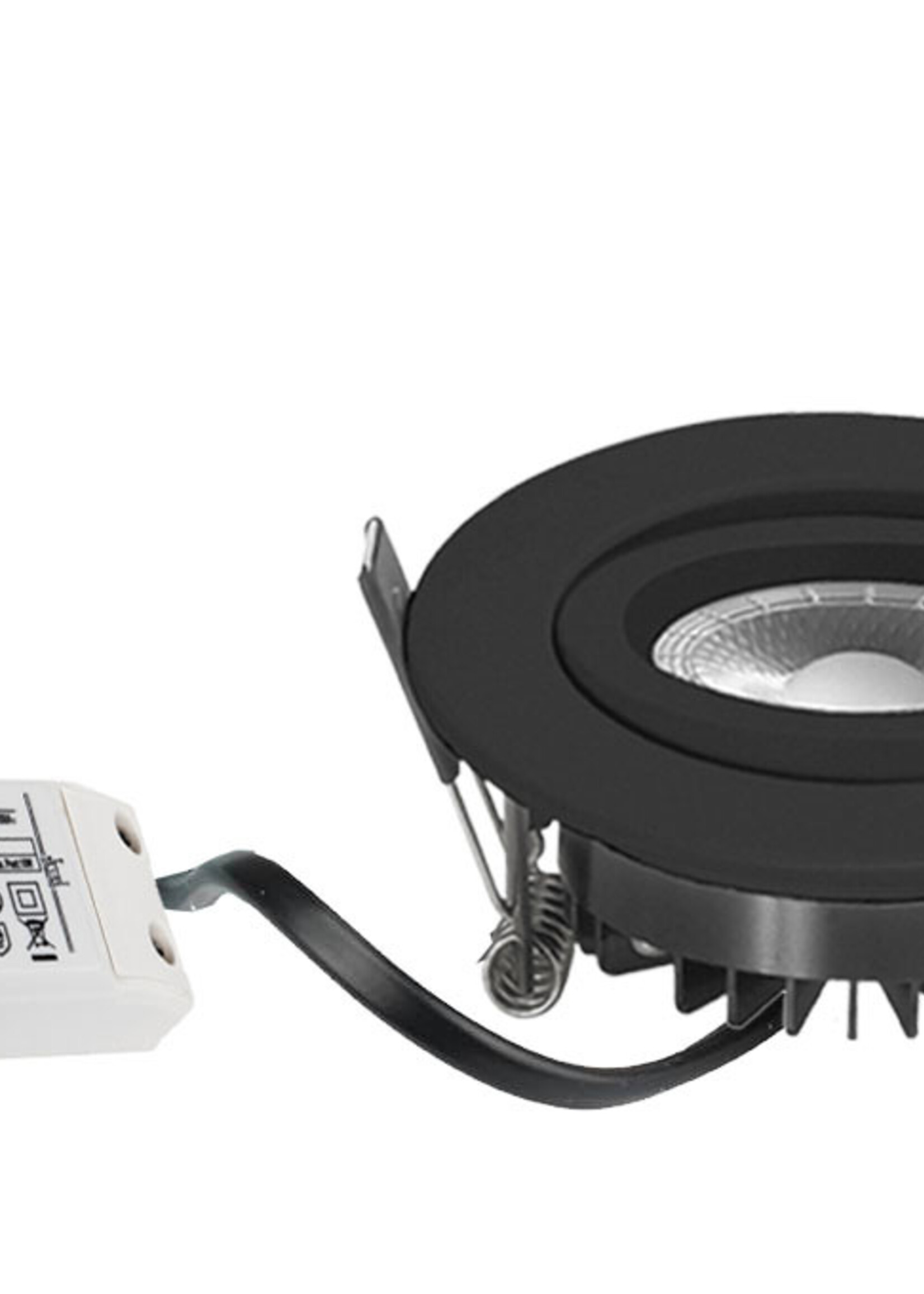 Inbouw Ledspot Dublin Zwart, 6 Watt, Dimbaar Warm wit licht  IP44