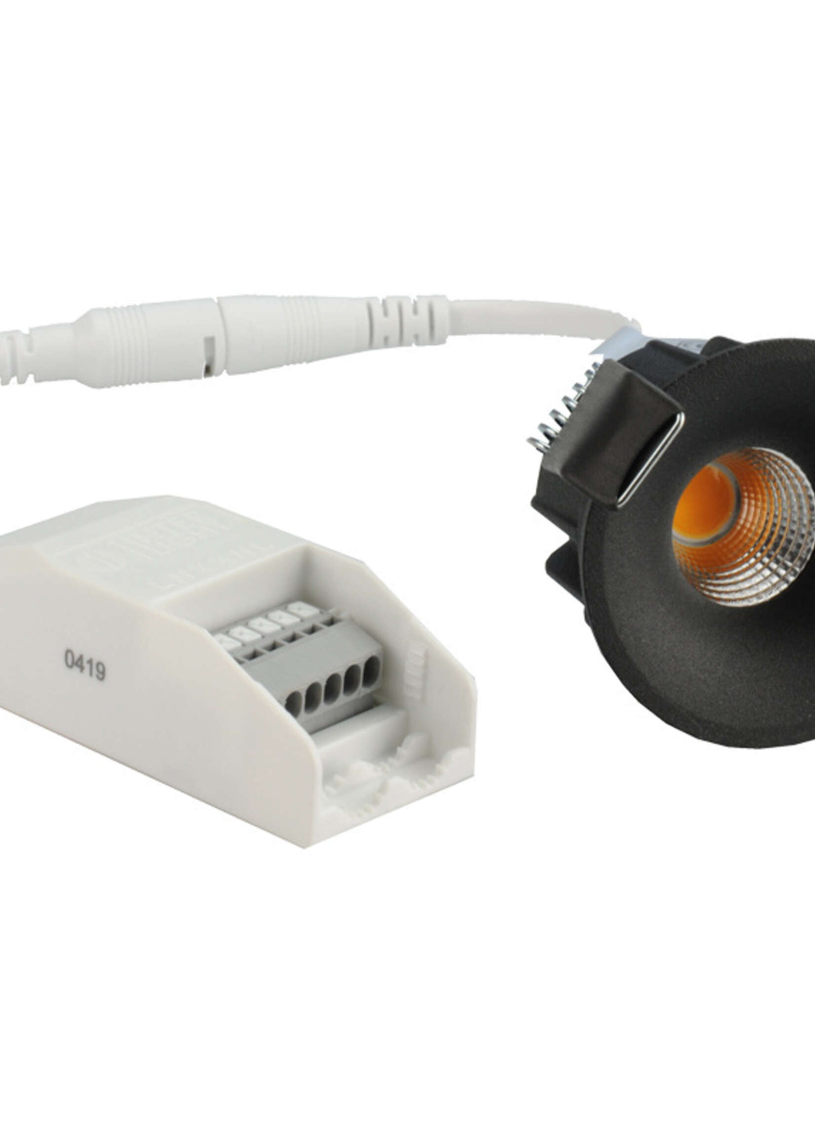Interlight Micro Led 4 Watt, warmwit licht, dimbaar. Zwarte uitvoering, geschikt voor de badkamer: IP44