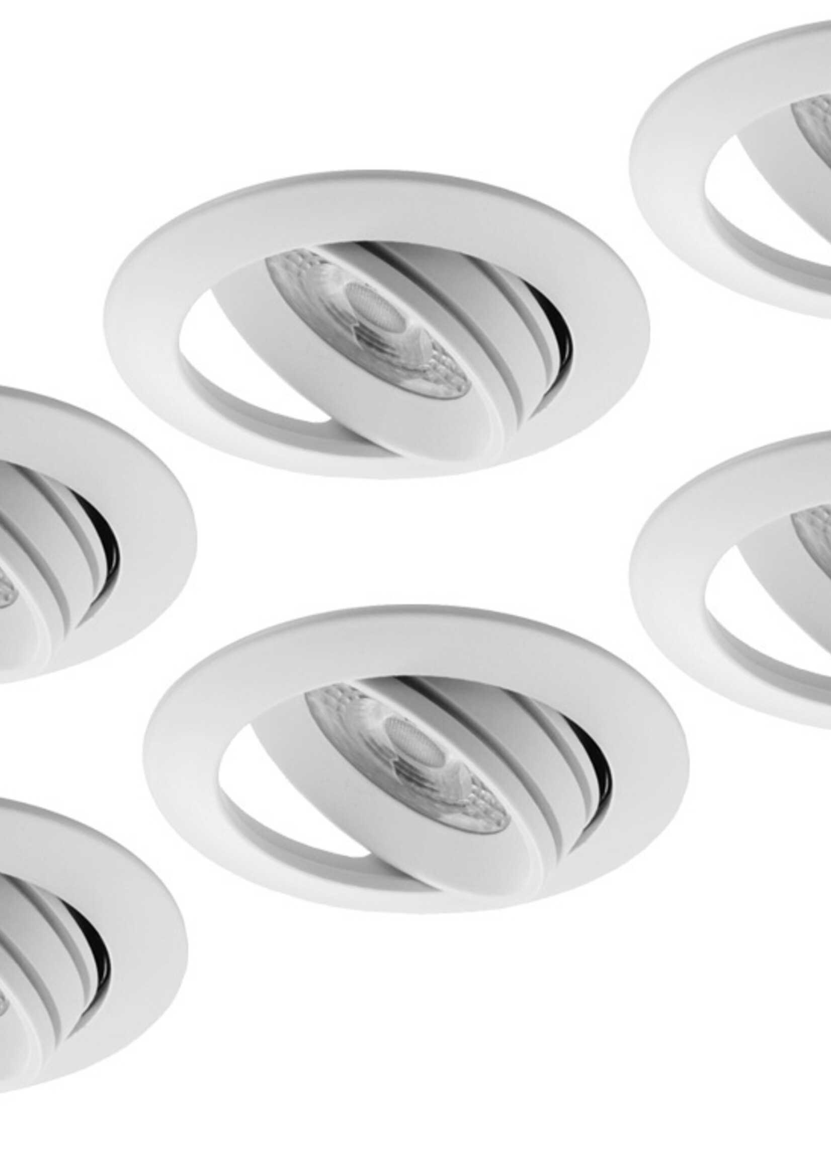 Set van 6 stuks, inbouw Ledspot Slim, 6 Watt, Dimbaar Warm Wit, geschikt voor de badkamer: IP44