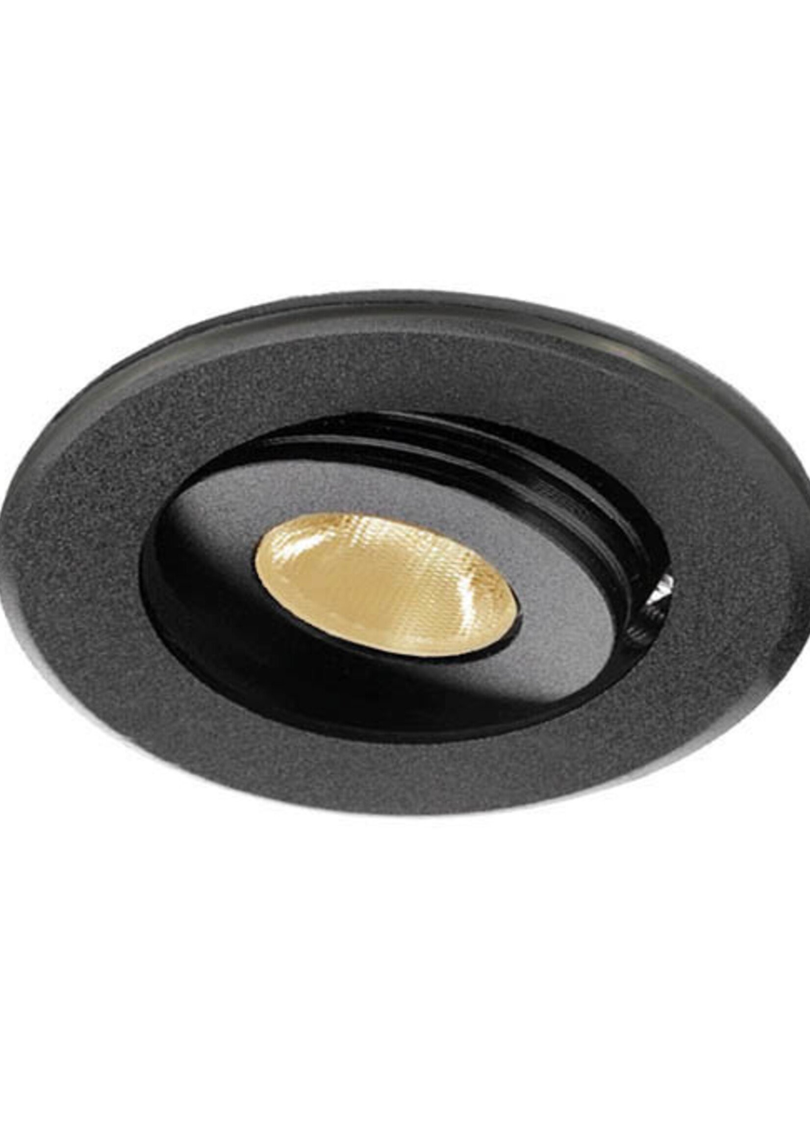 Dimbare mini inbouwLEDspot, warm wit, 1x3W Kantelbaar IP44 ZWARTE uitvoering