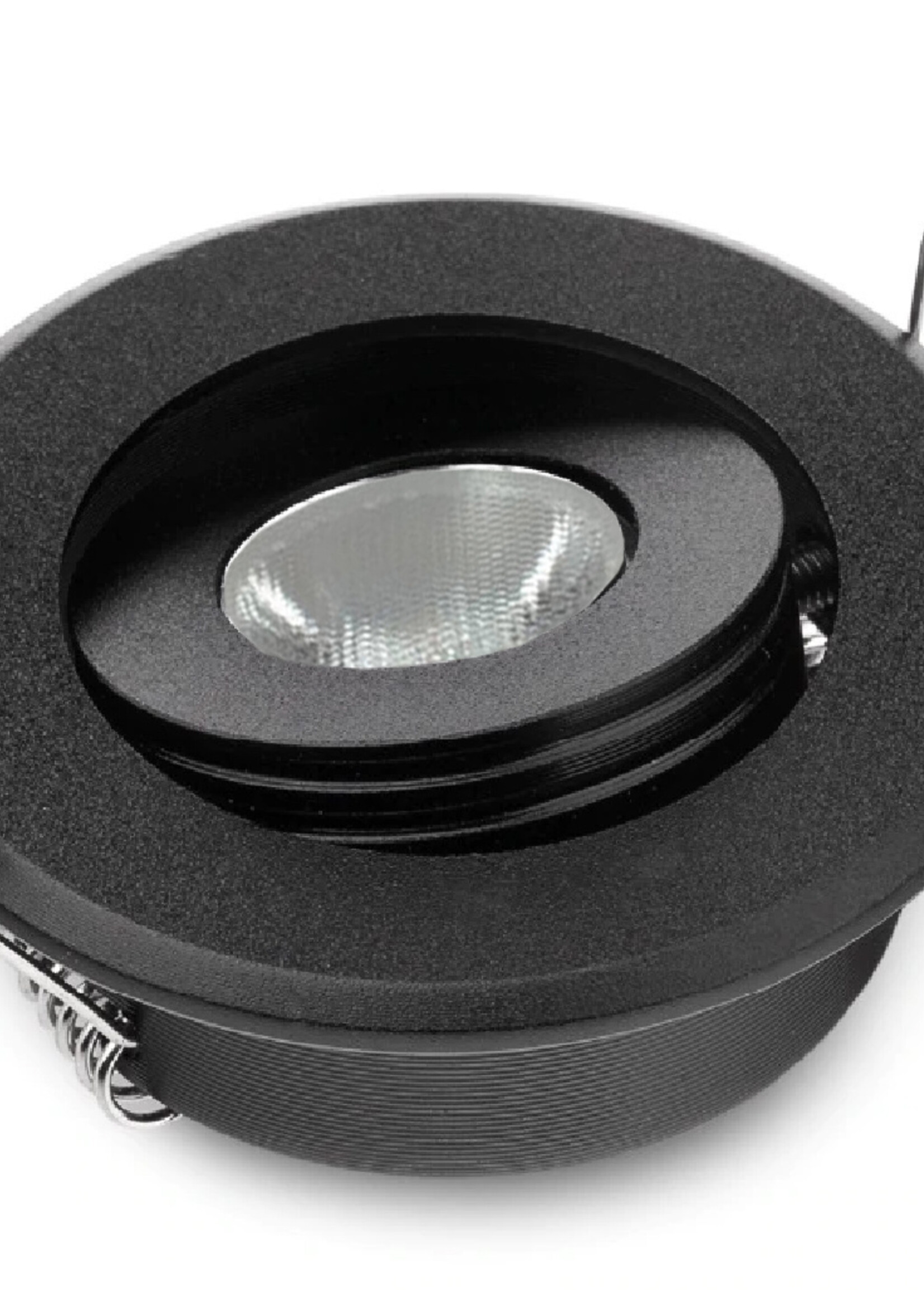 Set van 3 stuks dimbare mini inbouwLEDspot, warm wit, 1x3W Kantelbaar IP44 ZWARTE uitvoering