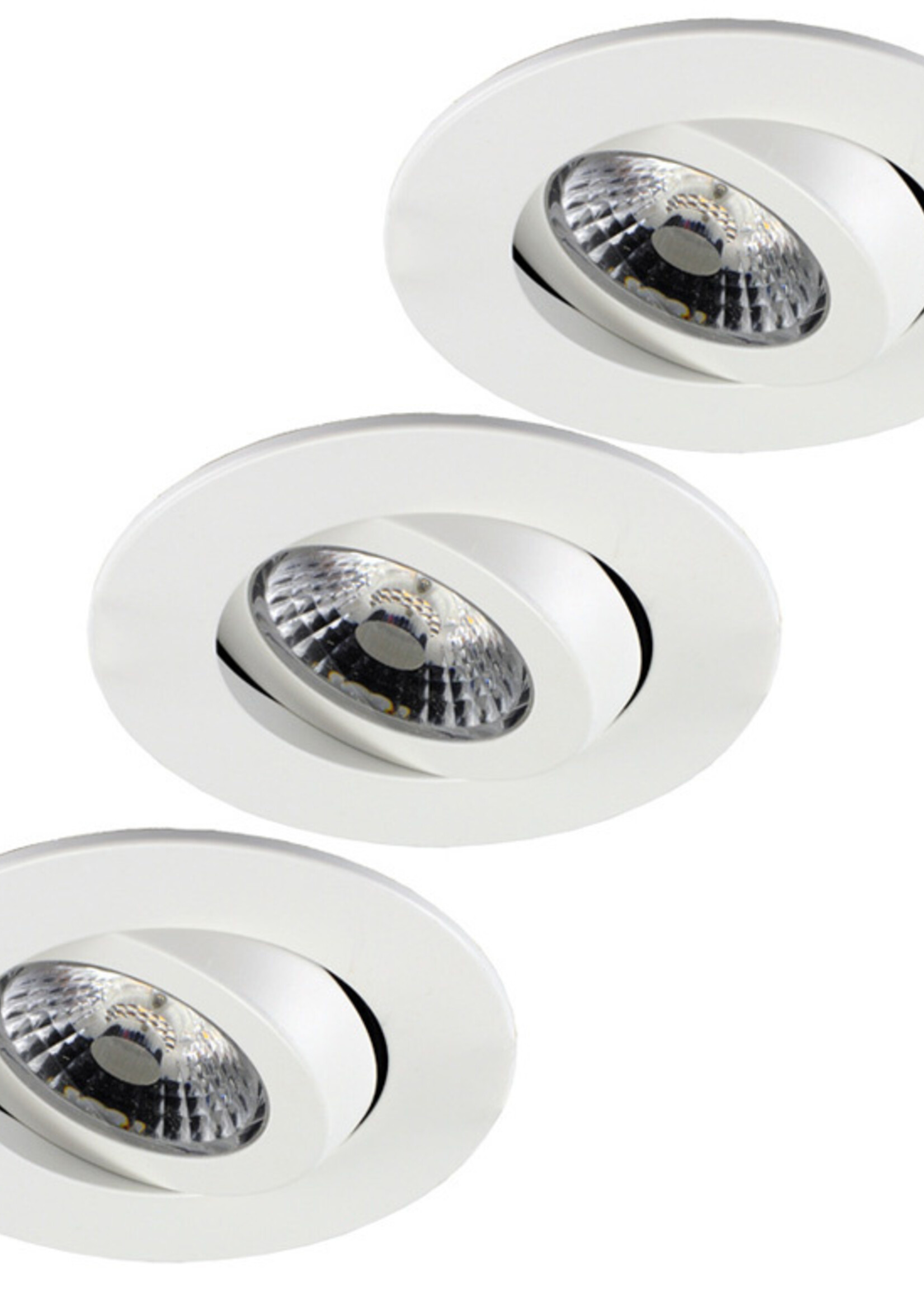 Set van 3 stuks LED inbouwspot Gyro 8W, dimbaar en 360 graden richtbaar