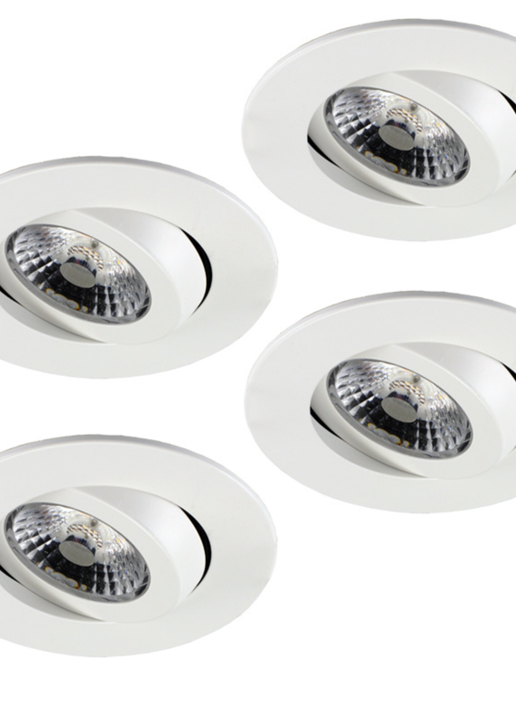 Set van 4 stuks LED inbouwspot Gyro 8W, dimbaar en 360 graden richtbaar