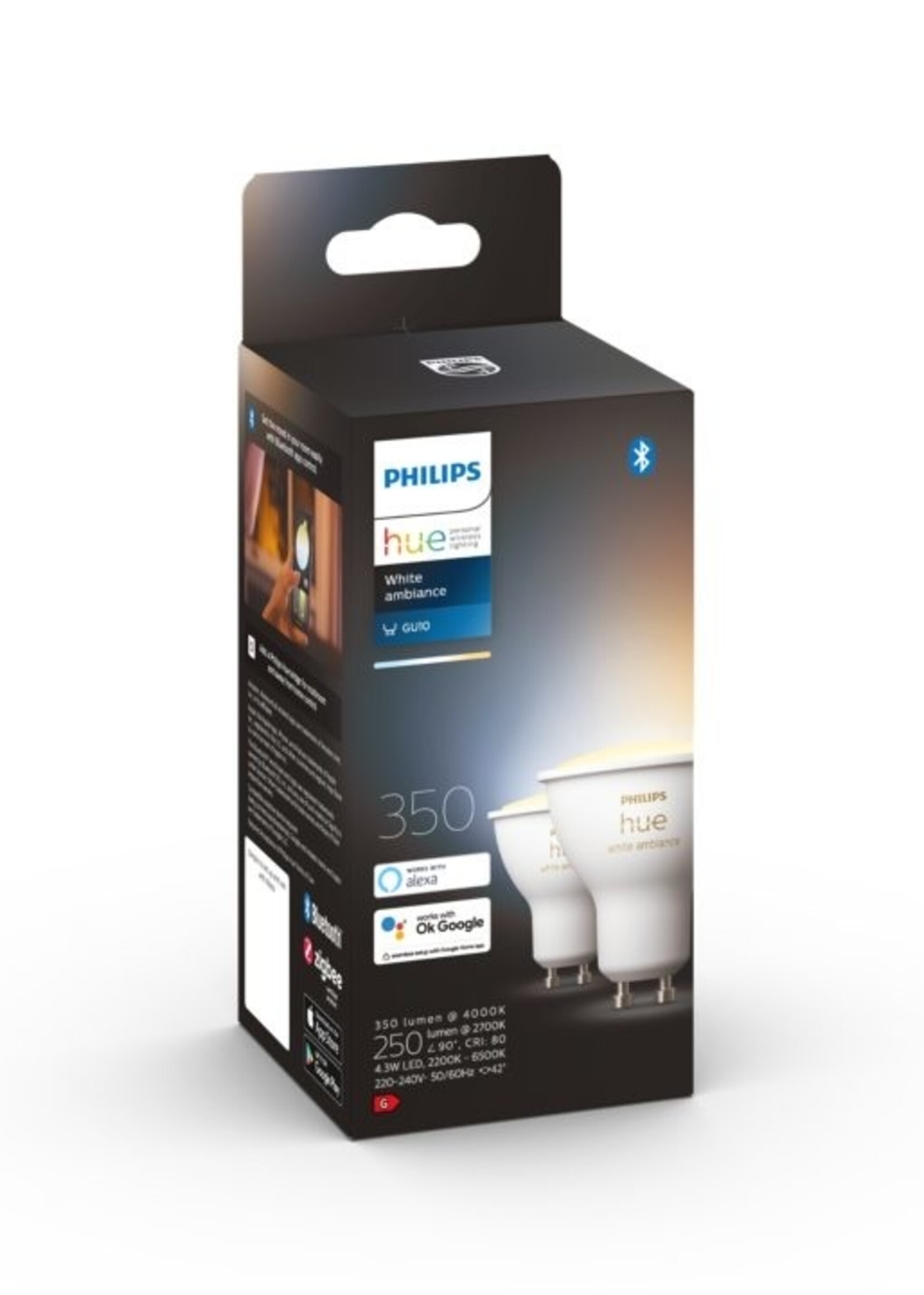 Philips Hue 2 stuks Philips Hue  Dimbare - White Ambiance - GU10,  Bluetooth
