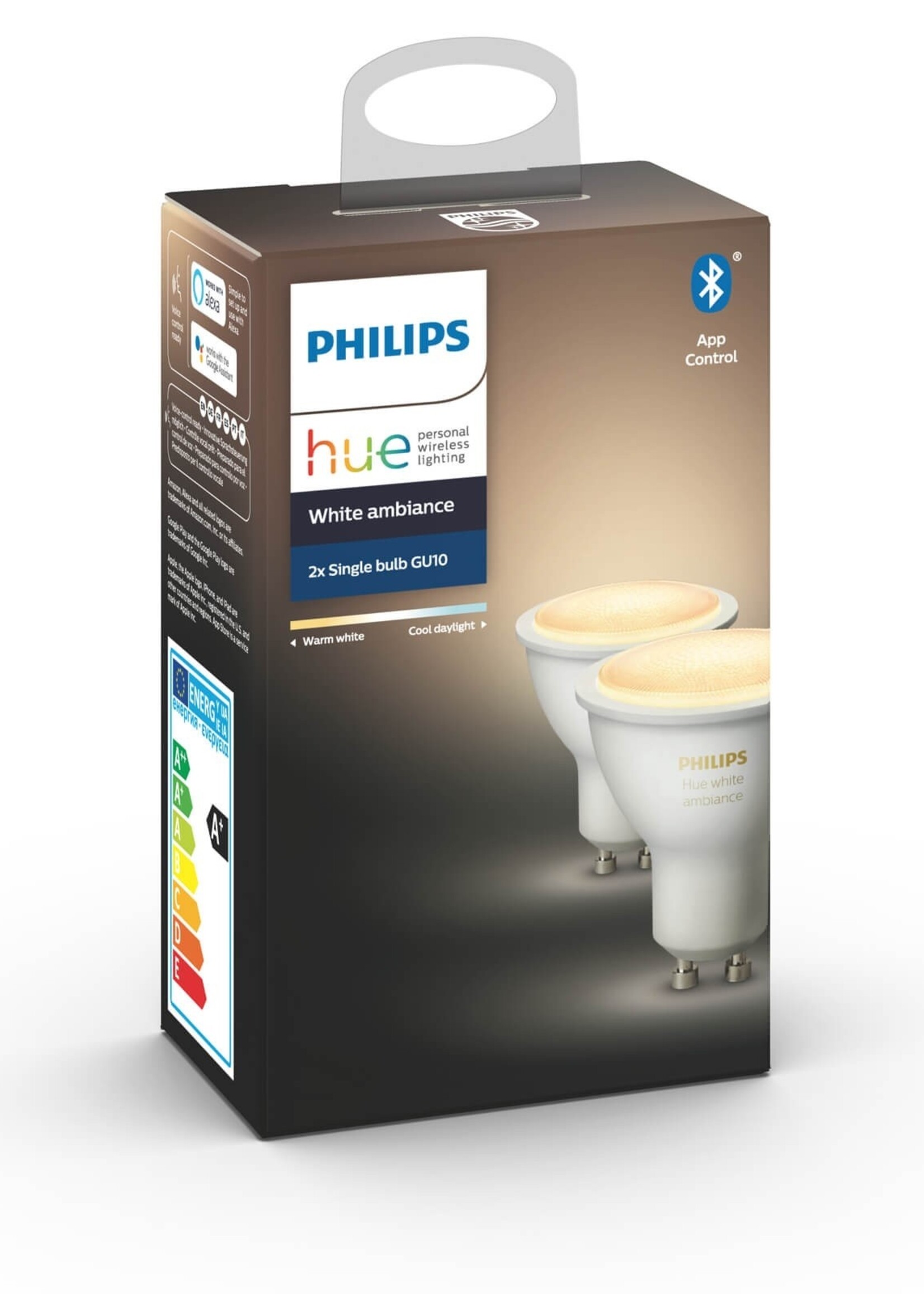 Philips Hue 2 stuks Philips Hue  Dimbare - White Ambiance - GU10,  Bluetooth