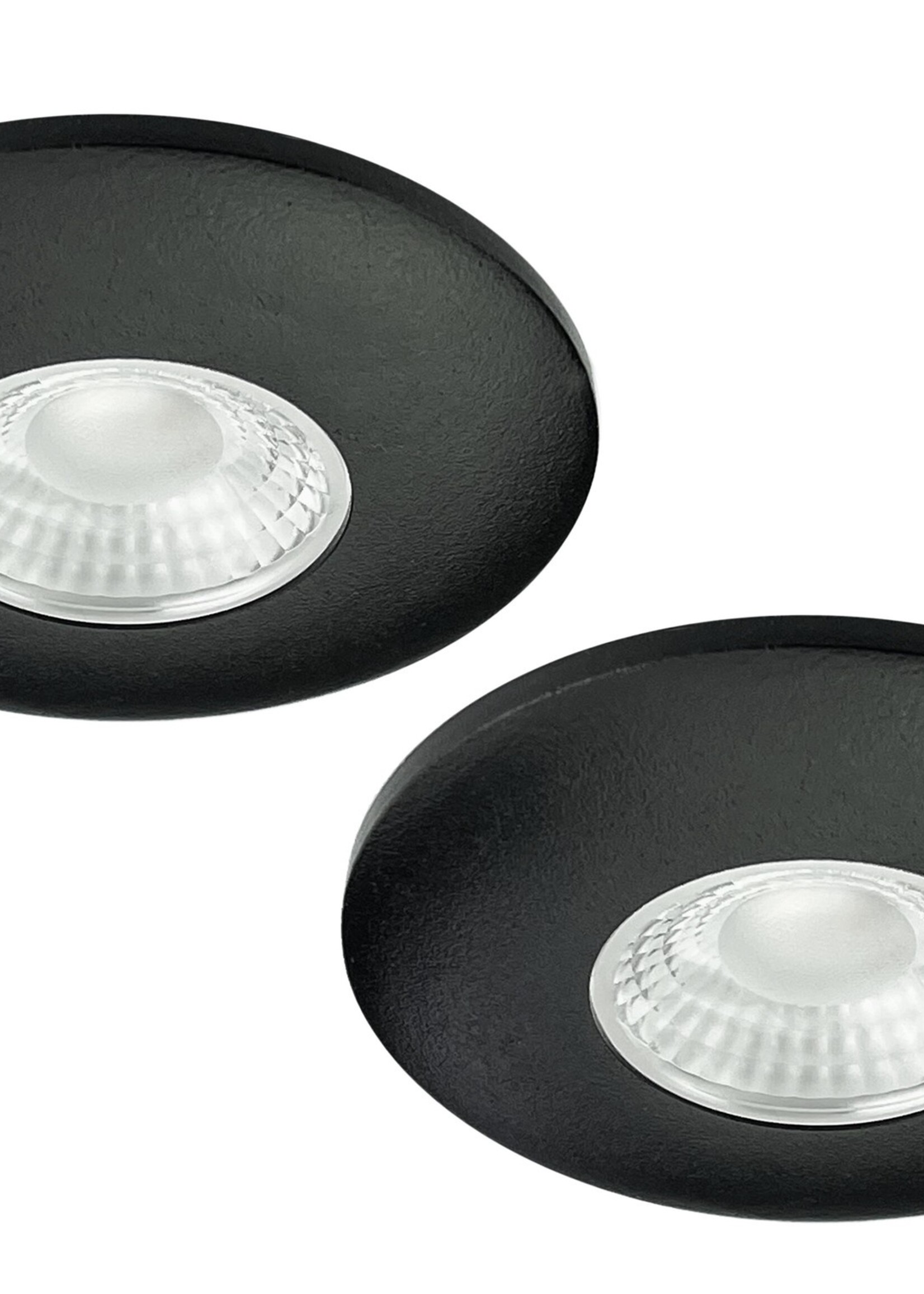 Set van 2 Cabinet Led Inbouwspot warm wit, zwarte uitvoering IP44, dimbaar
