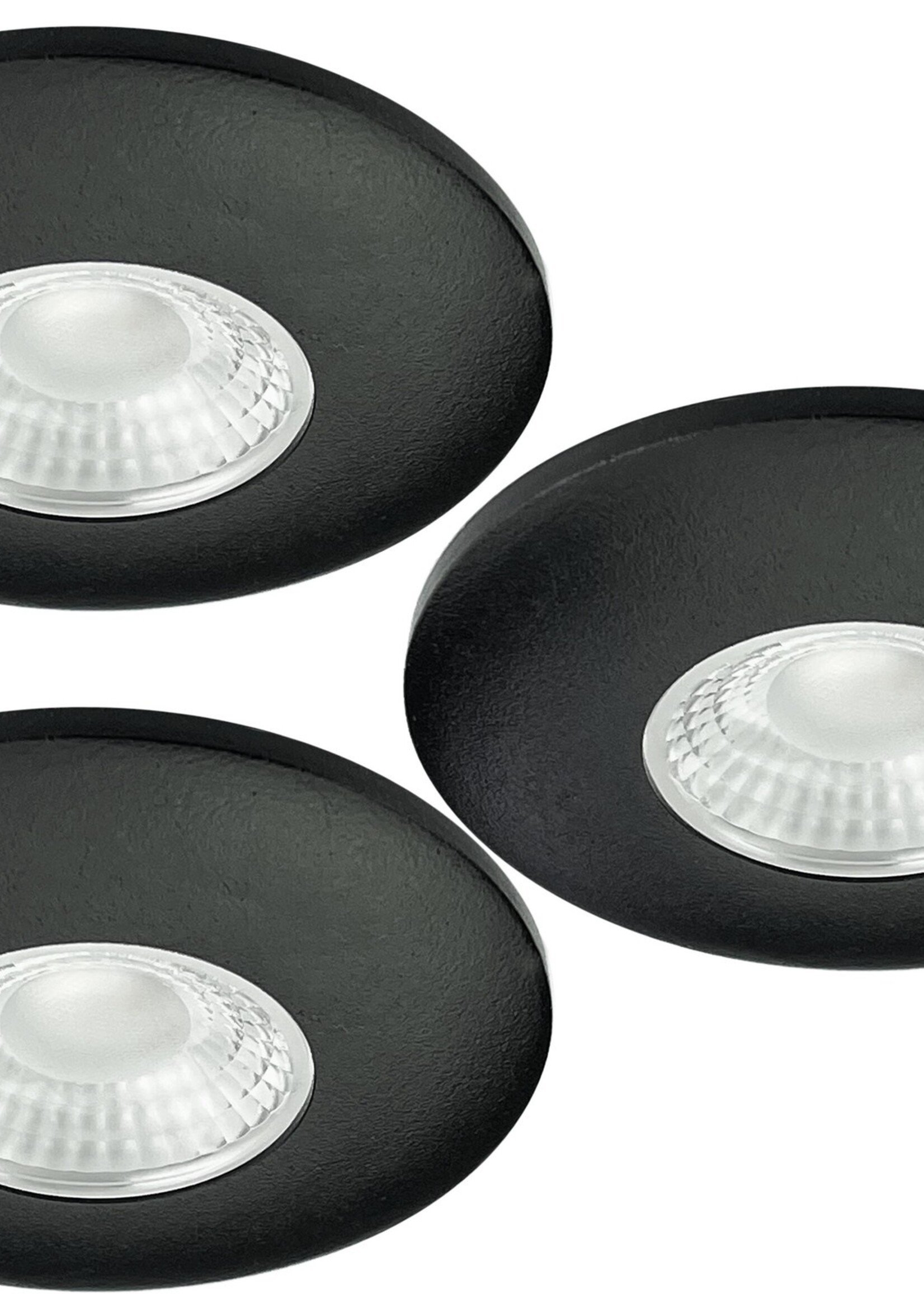 Set van 3 Cabinet Led Inbouwspots warm wit, zwarte uitvoering IP44, dimbaar