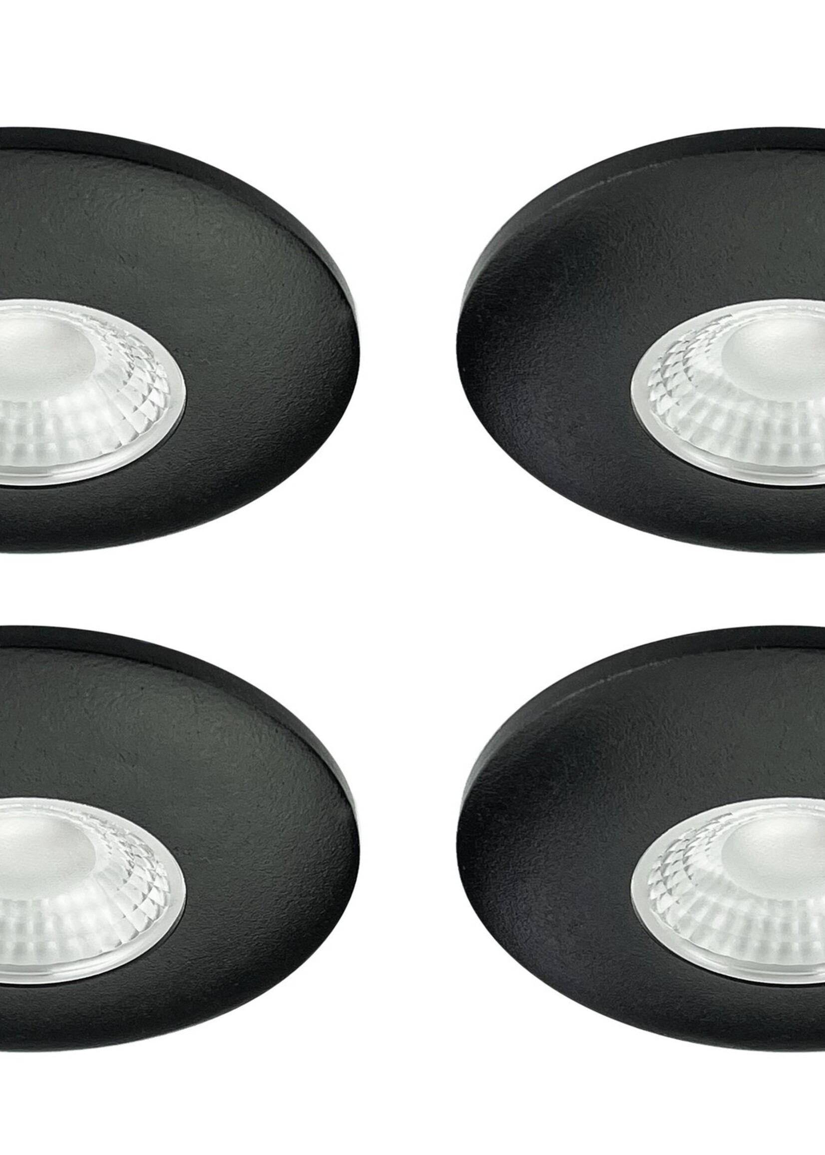 Set van 4 Cabinet Led Inbouwspots warm wit, zwarte uitvoering IP44, dimbaar