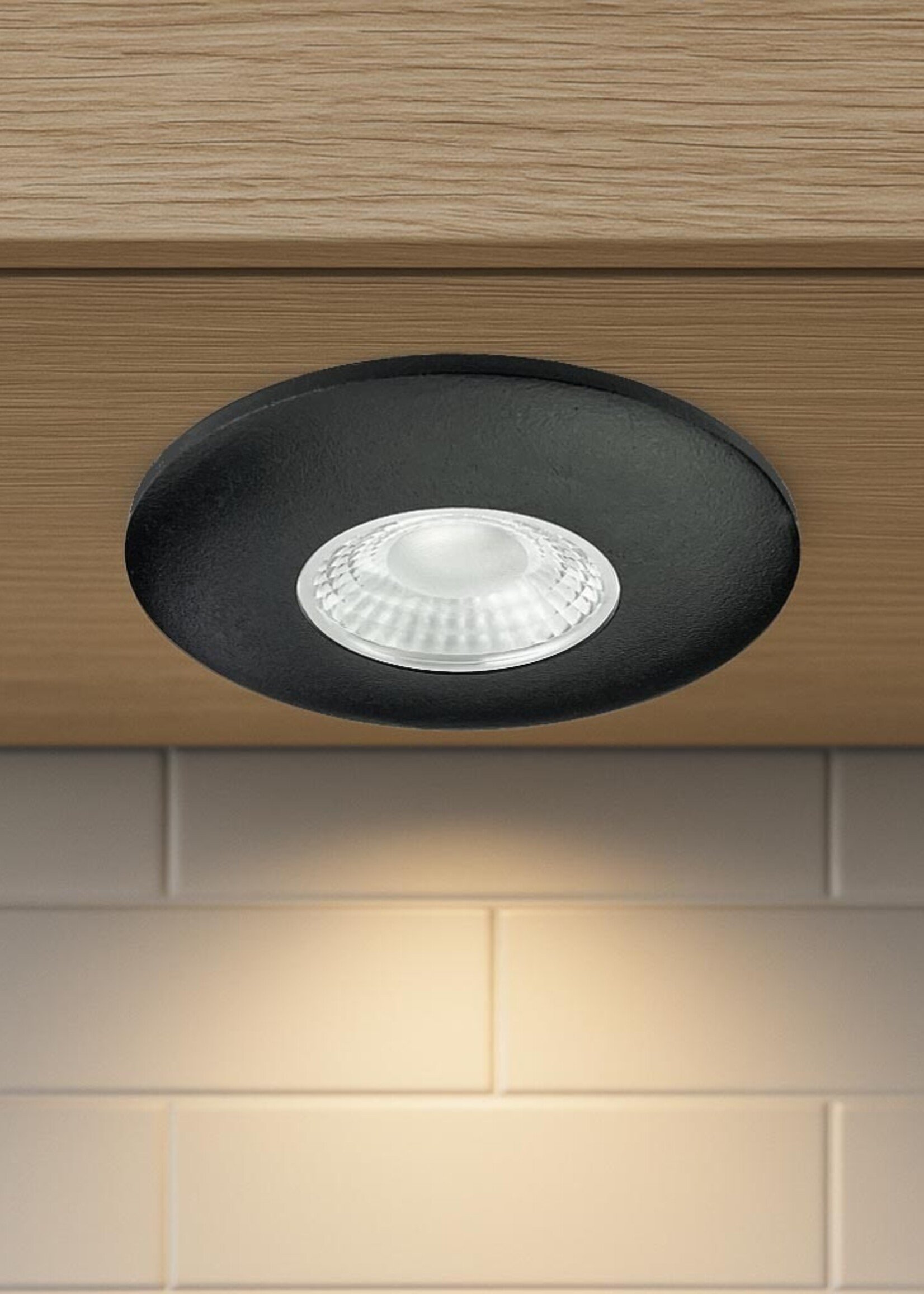 Set van 4 Cabinet Led Inbouwspots warm wit, zwarte uitvoering IP44, dimbaar