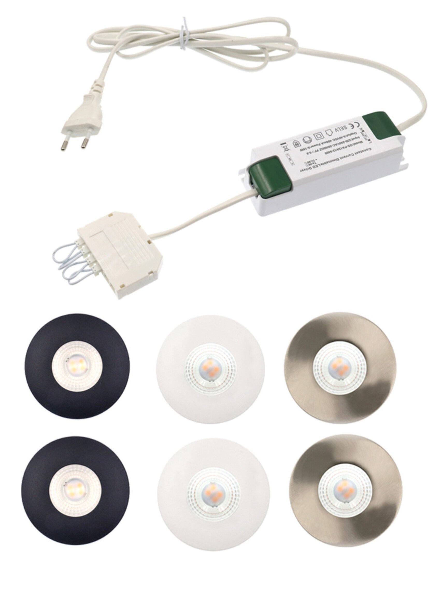 Set van 4 Cabinet Led Inbouwspots warm wit, zwarte uitvoering IP44, dimbaar
