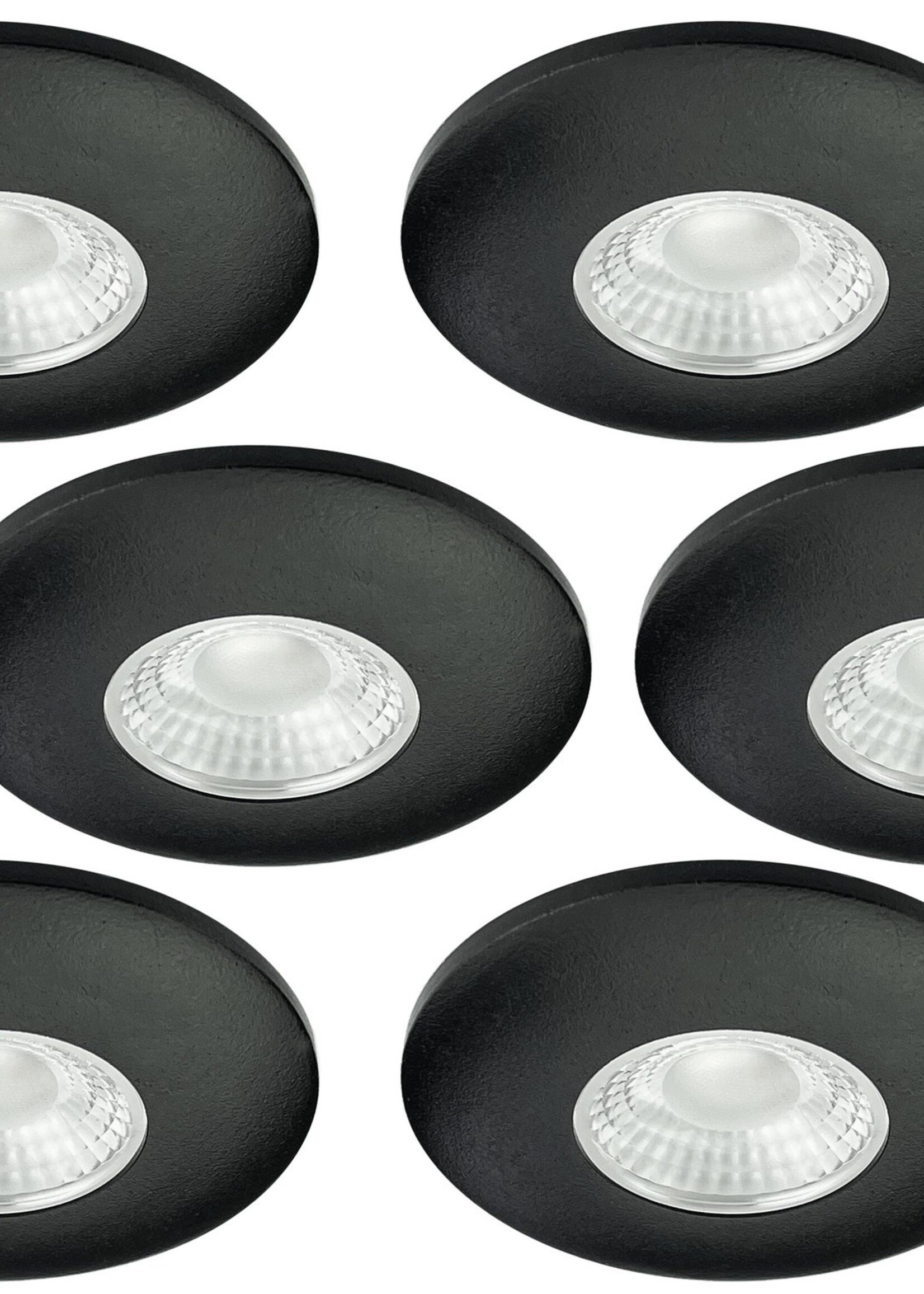 Set van 6 Cabinet Led Inbouwspots warm wit, zwarte uitvoering IP44, dimbaar