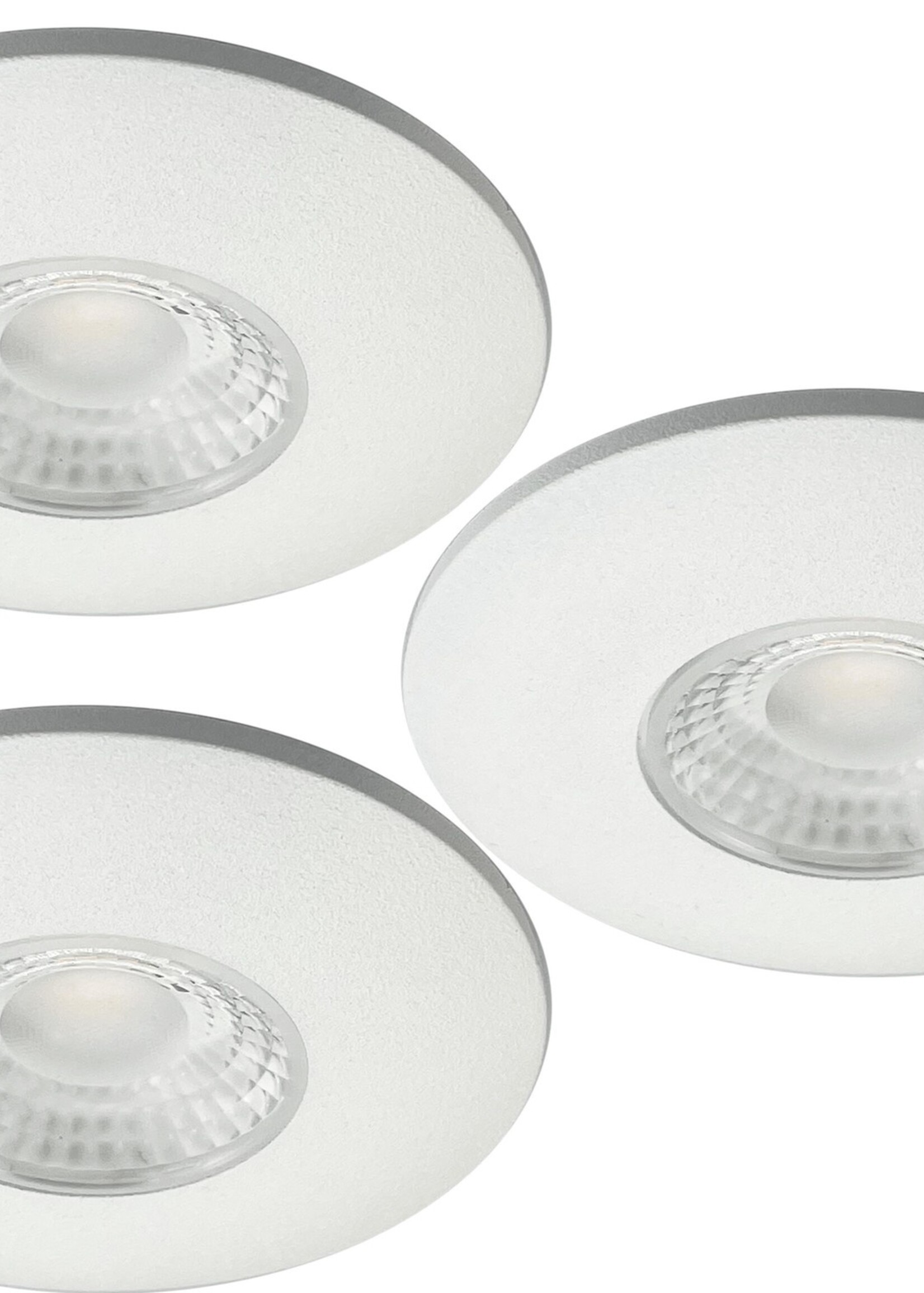 Set van 3 Cabinet Led Inbouwspots warm wit, witte uitvoering IP44, dimbaar