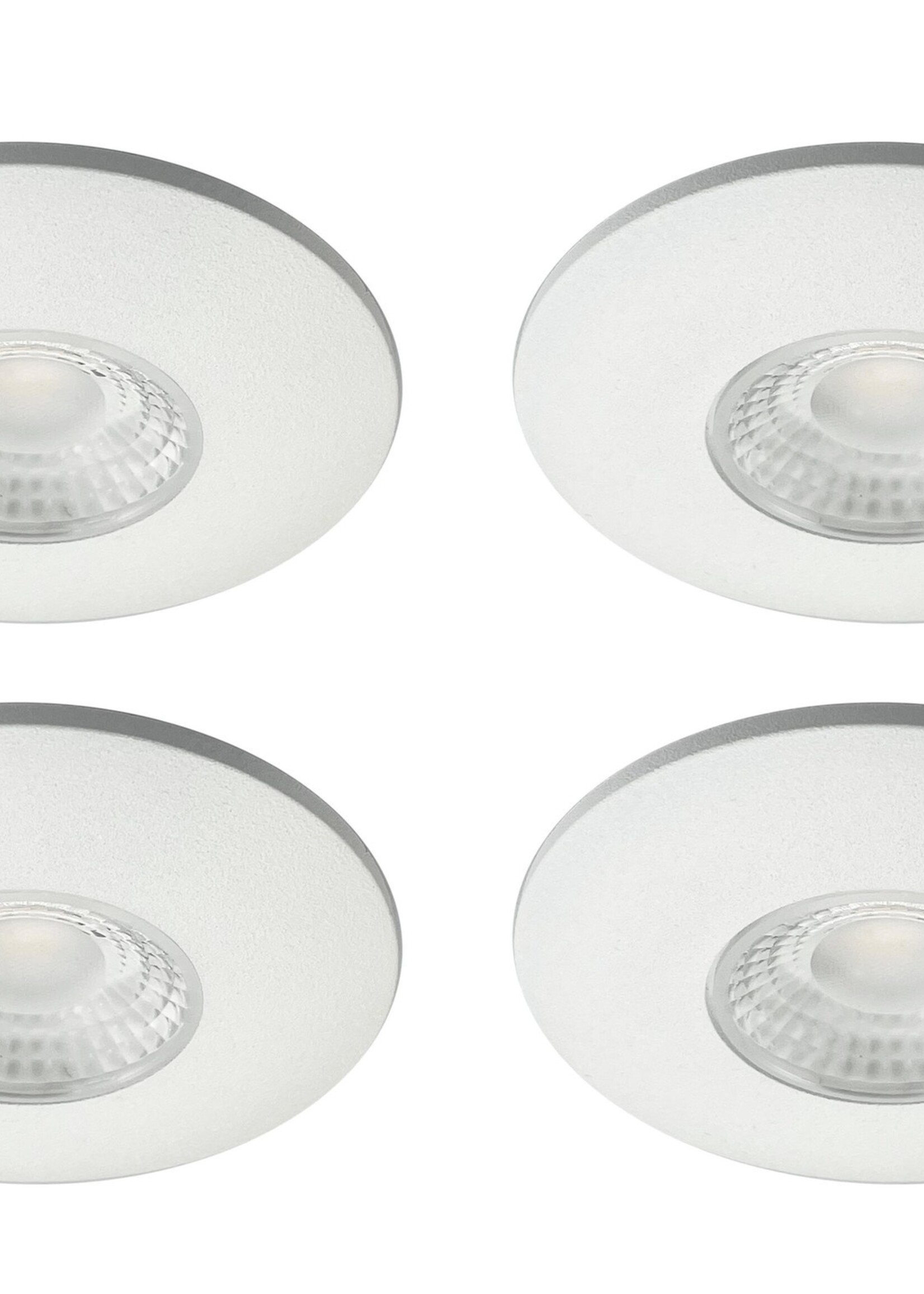 Set van 4 Cabinet Led Inbouwspots warm wit, witte uitvoering IP44, dimbaar