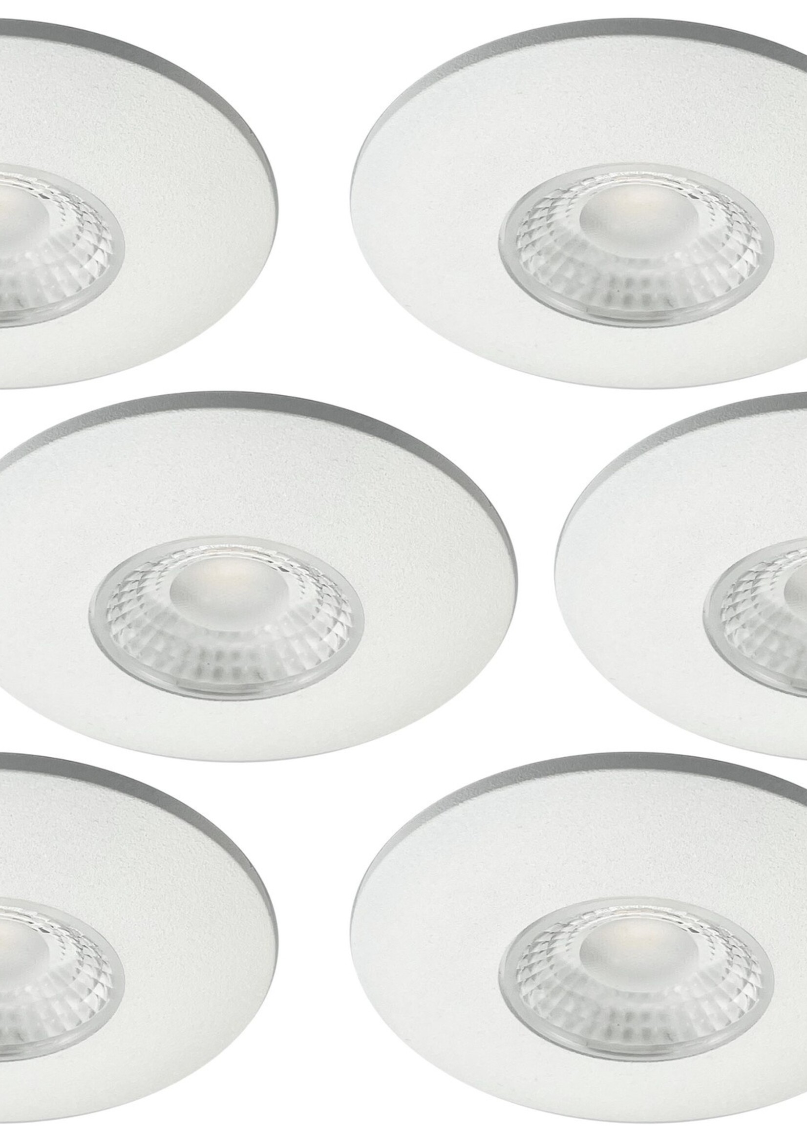 Set van 6 Cabinet Led Inbouwspots warm wit, witte uitvoering IP44, dimbaar