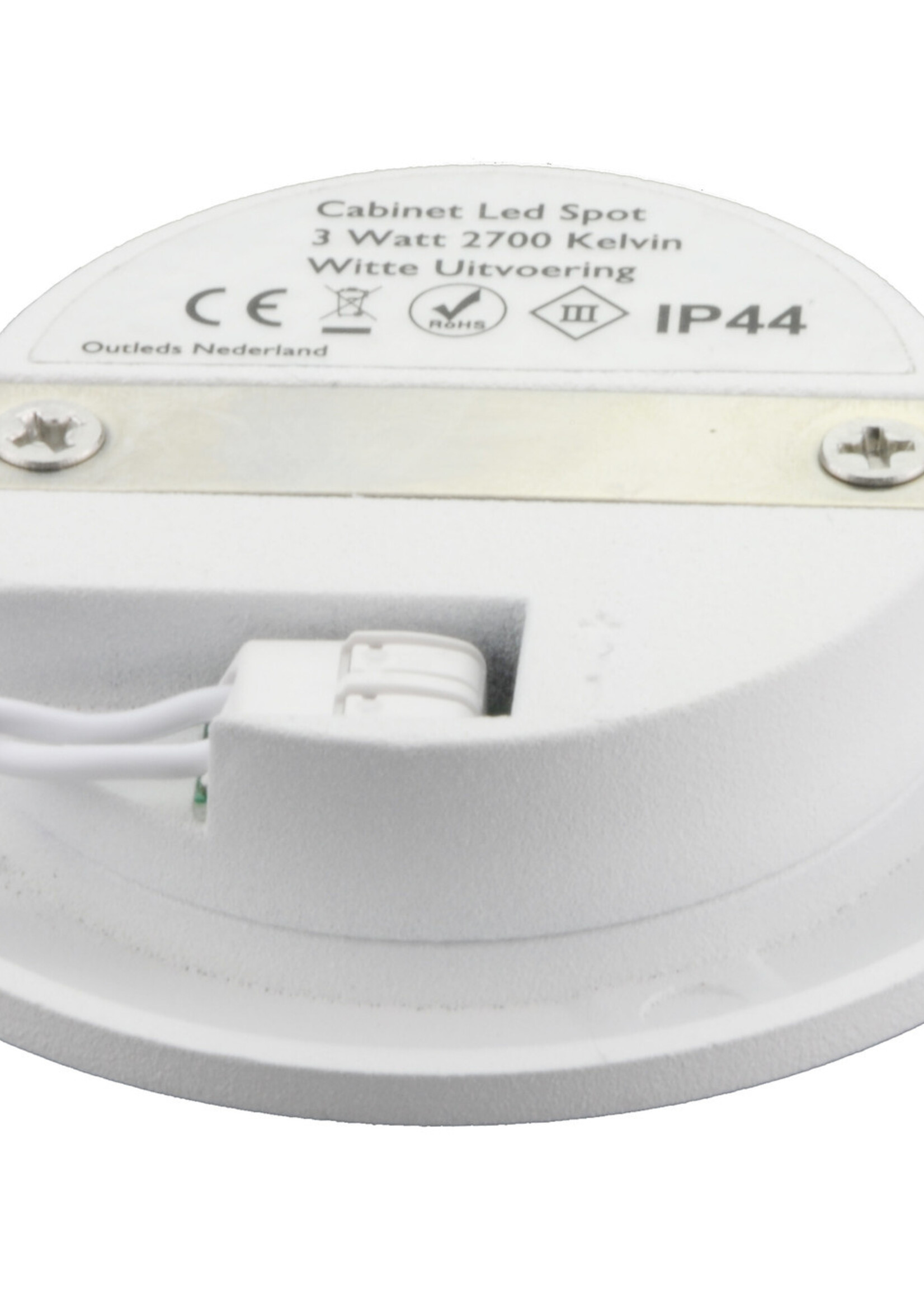 Set van 6 Cabinet Led Inbouwspots warm wit, witte uitvoering IP44, dimbaar