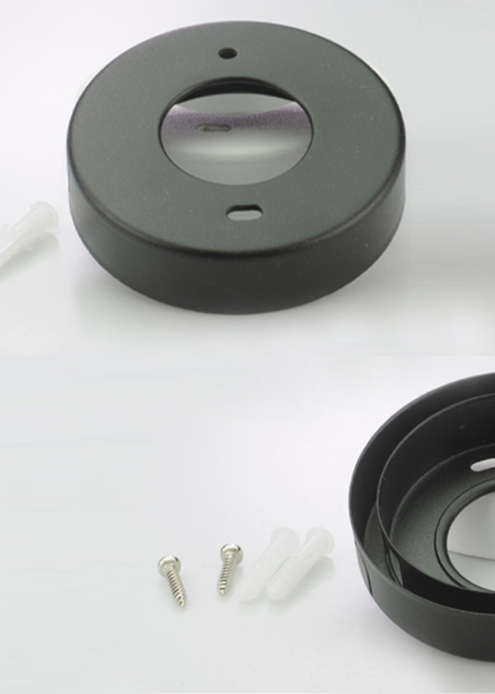 Set van 2 Cabinet Led Opbouwspot warm wit, zwarte uitvoering IP44, dimbaar