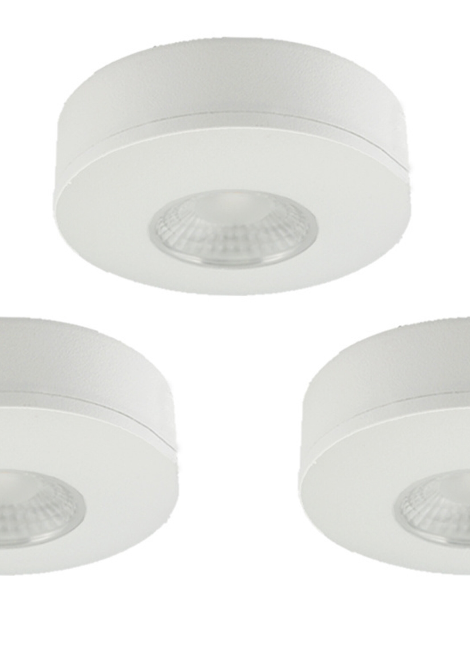 Set van 3 Cabinet Led Opbouwspot warm wit, witte uitvoering IP44, dimbaar