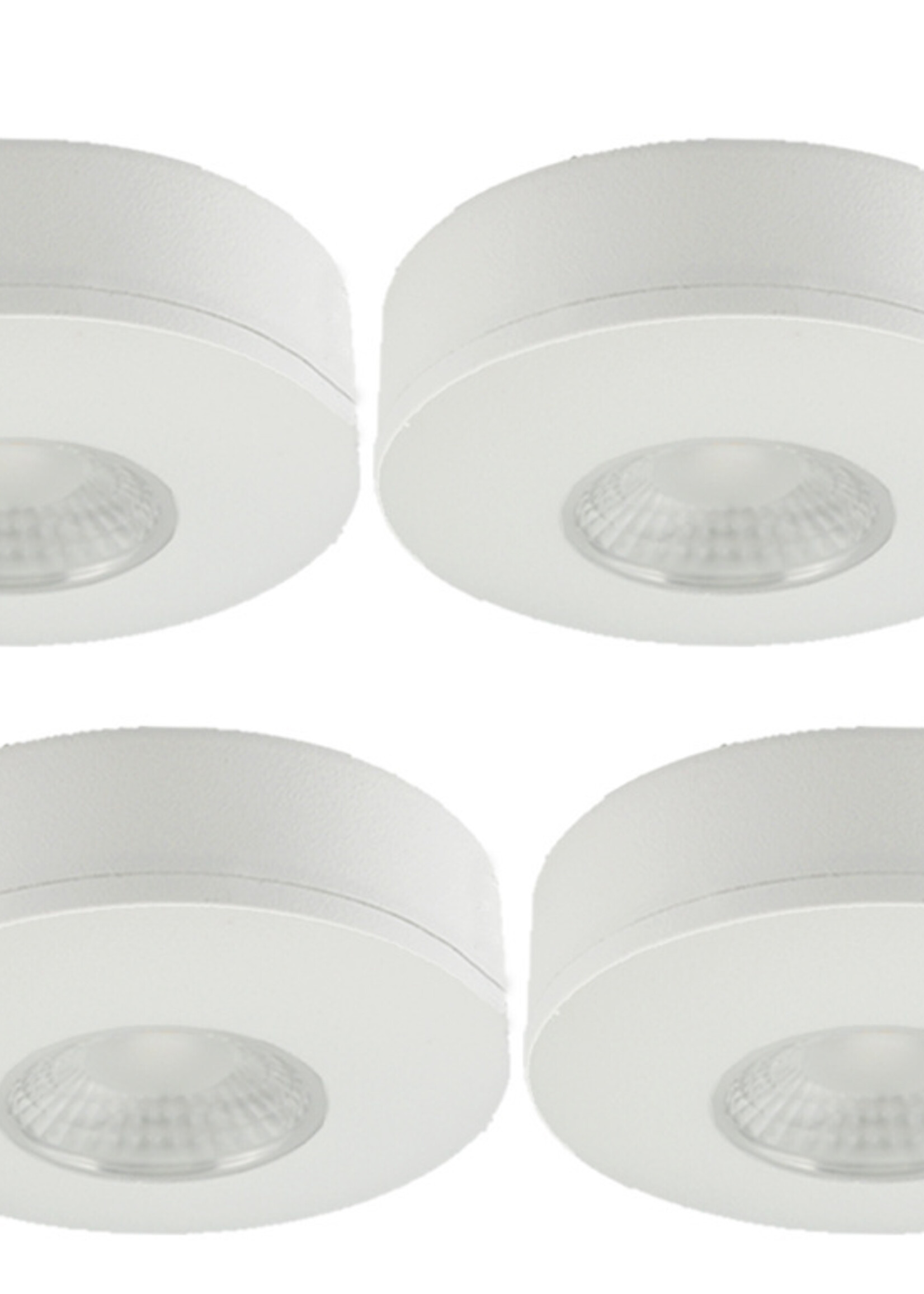Set van 4 Cabinet Led Opbouwspot warm wit, witte uitvoering IP44, dimbaar