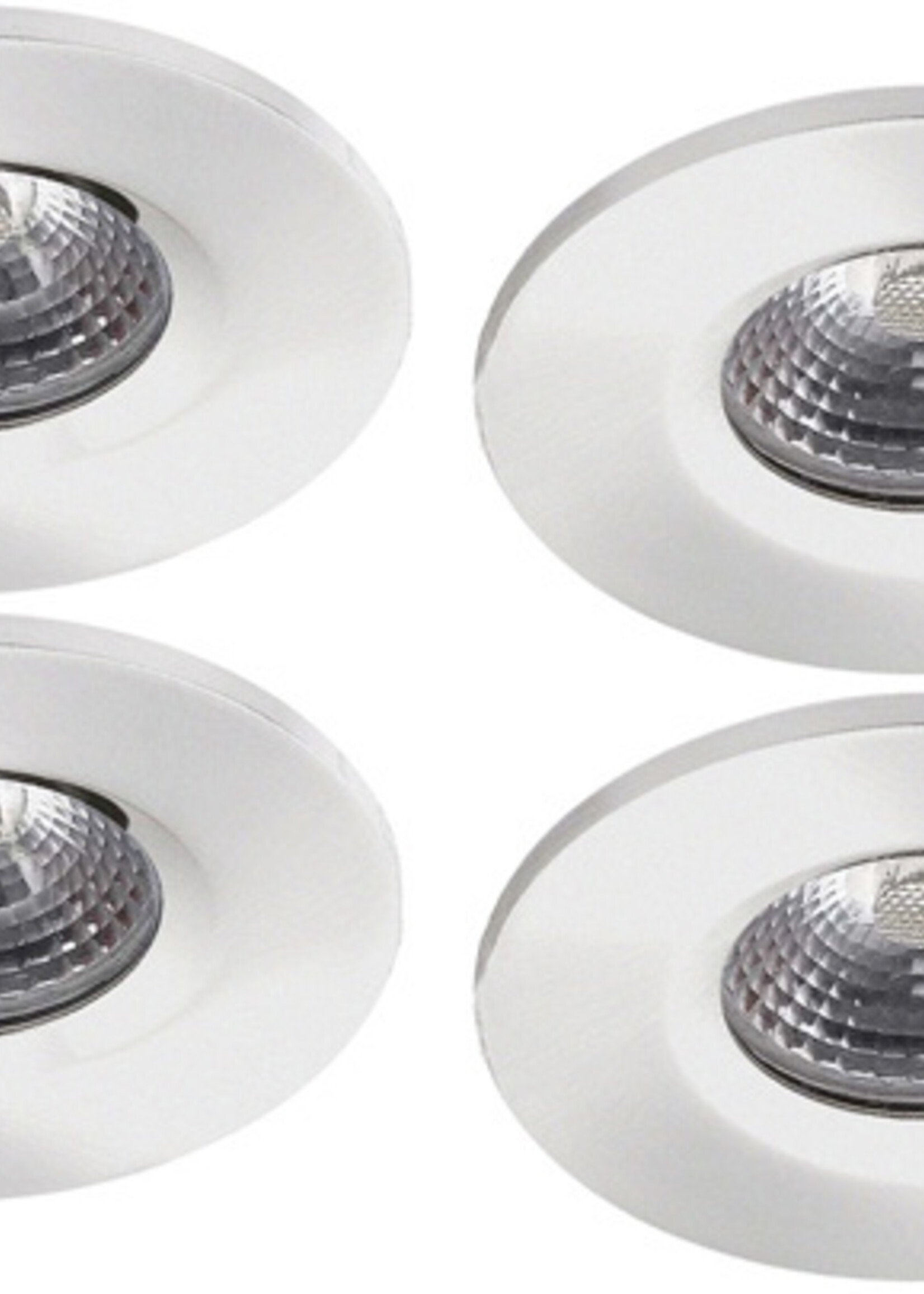 Complete set van 4 stuks Witte Badkamer Inbouw LED spot Kreta 8W, dimbaar (IP65)
