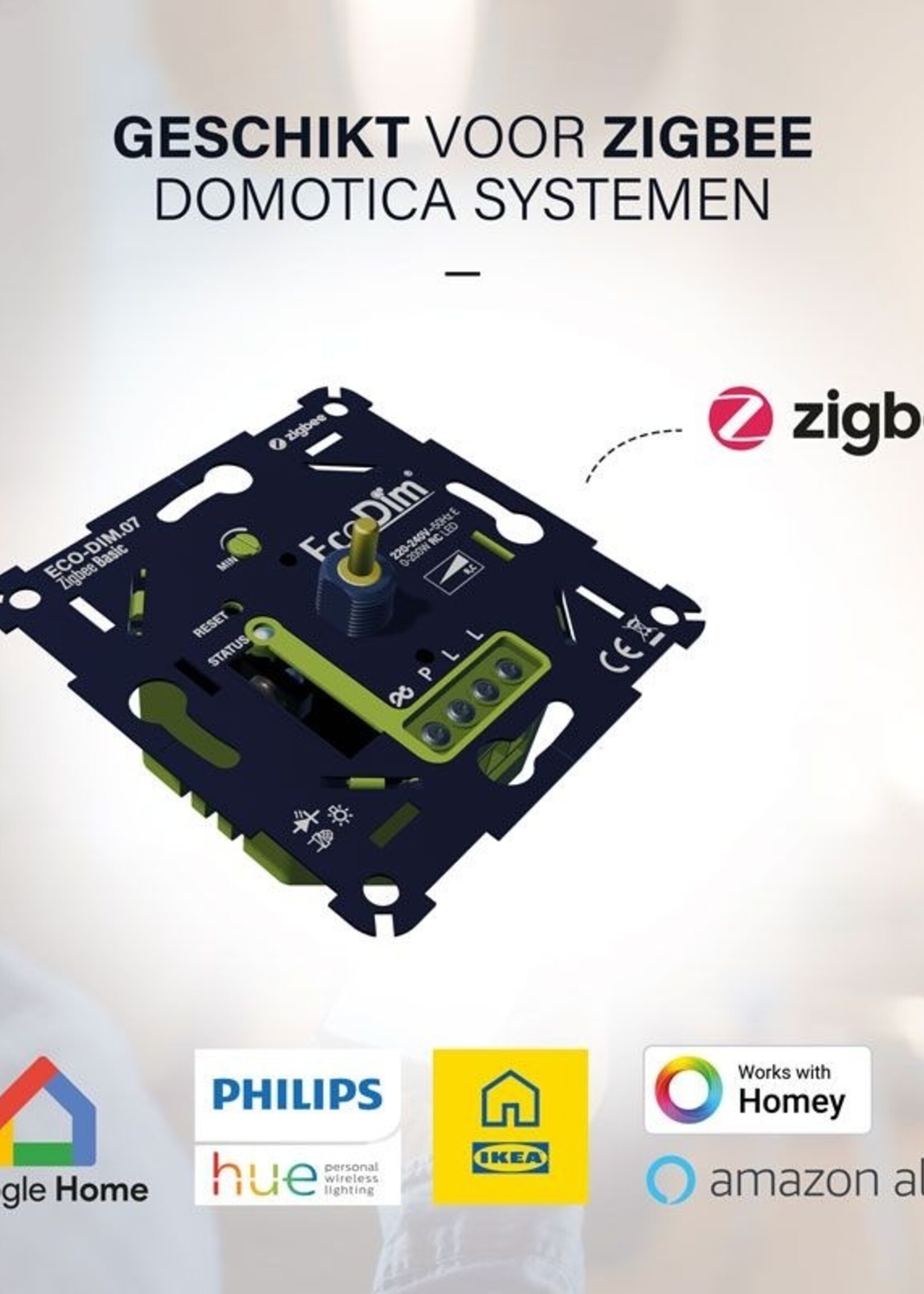 Ecodim Zigbee - Led dimmer Basic druk/draai 0-200W - Philips Hue compatibel