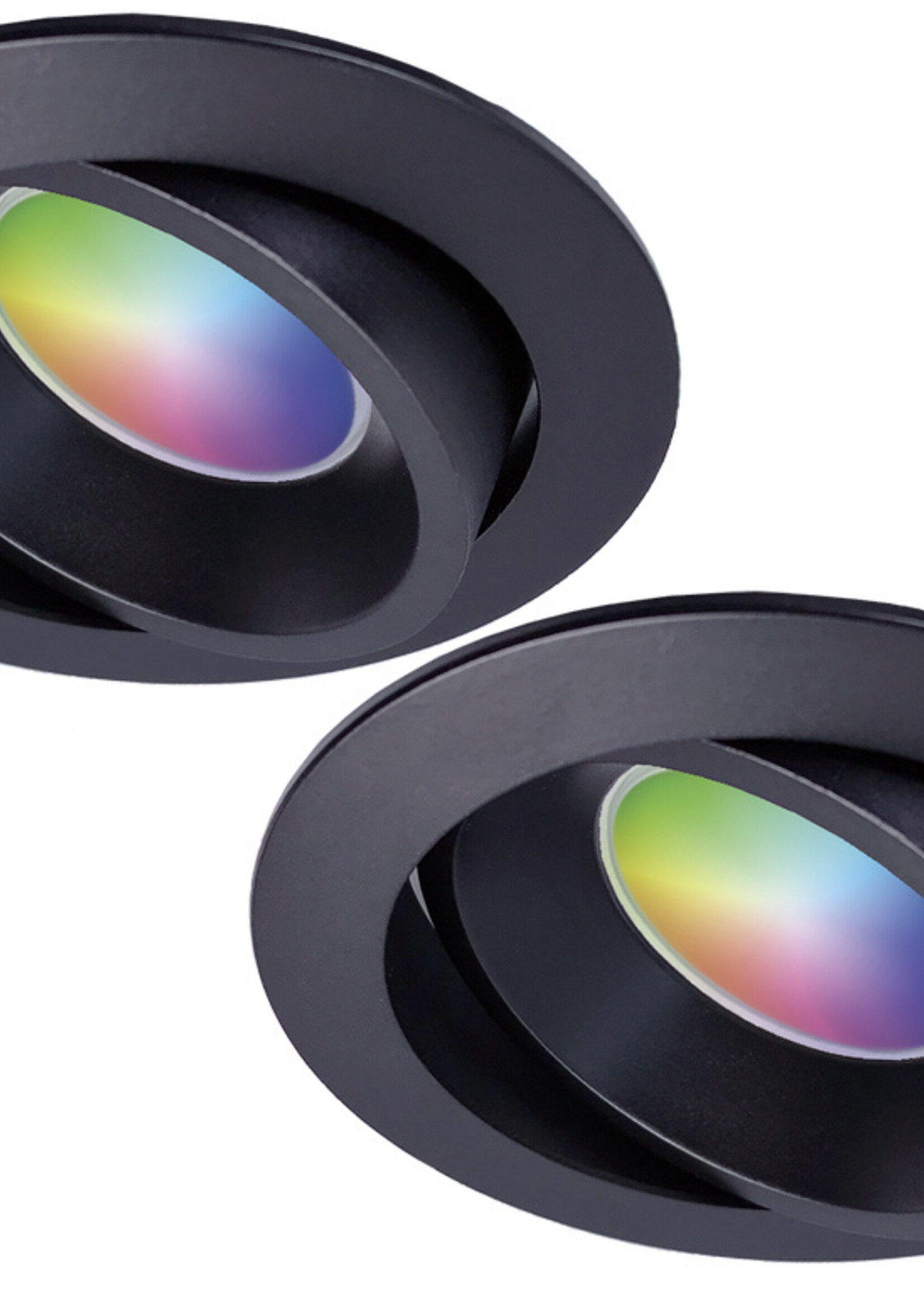 Ansell Set van 2 stuks Zwarte Wifi. RGB en dimtone inbouwspots, 5,5 W. Dimbaar via app of afstandsbediening