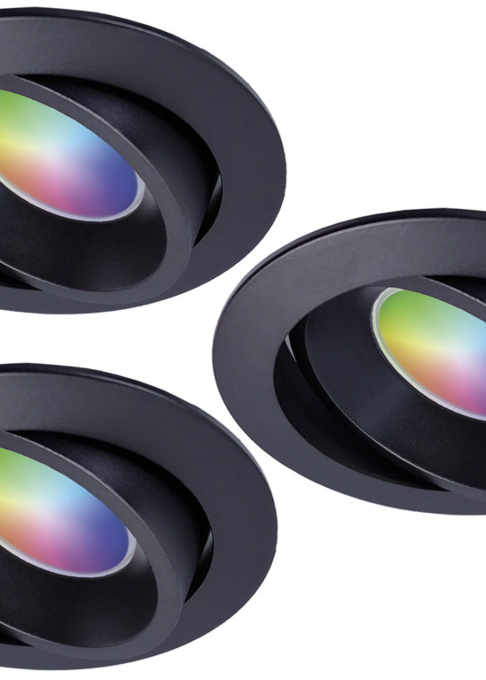 Ansell Set van 3 stuks Zwarte Wifi. RGB en dimtone inbouwspots, 5,5 W. Dimbaar via app of afstandsbediening