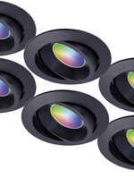 Ansell Set van 6 stuks Smart Inbouwspot Zwart - RGB & Dimtone