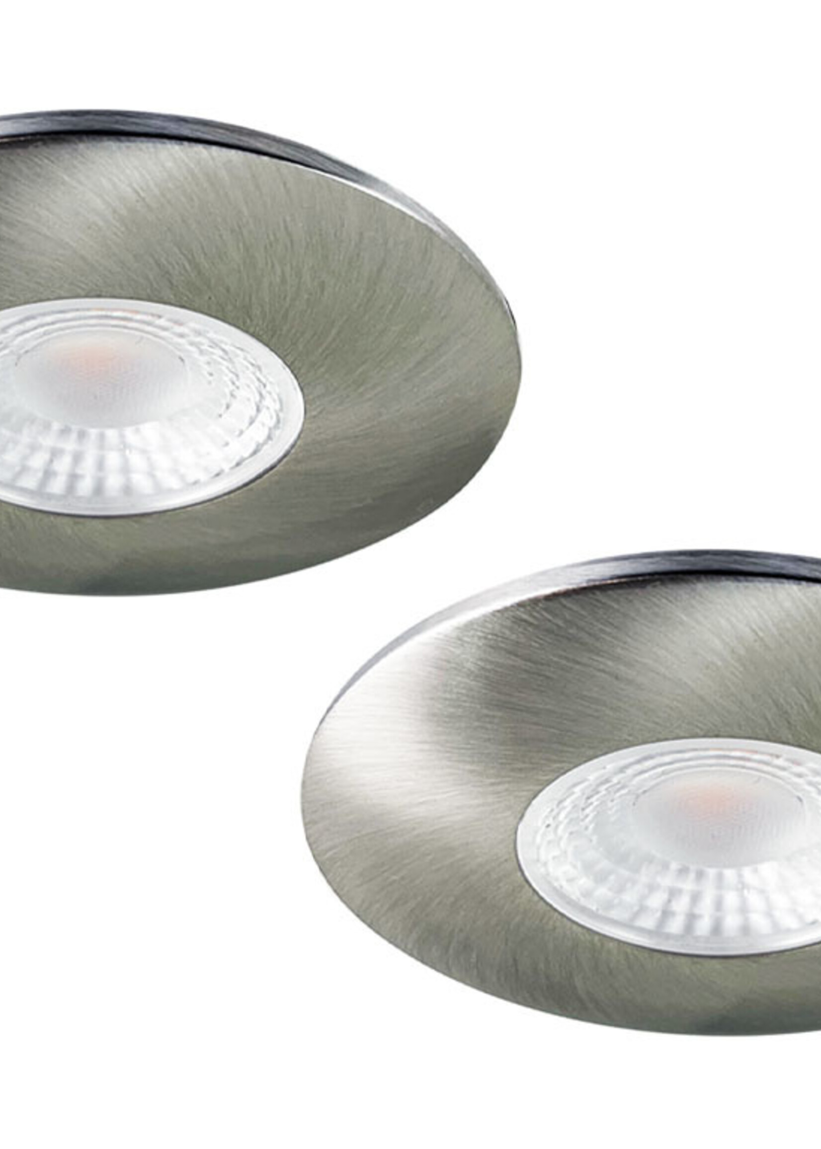 Set van 2 Cabinet Led Inbouwspots warm wit, in rvs kleur IP44, dimbaar