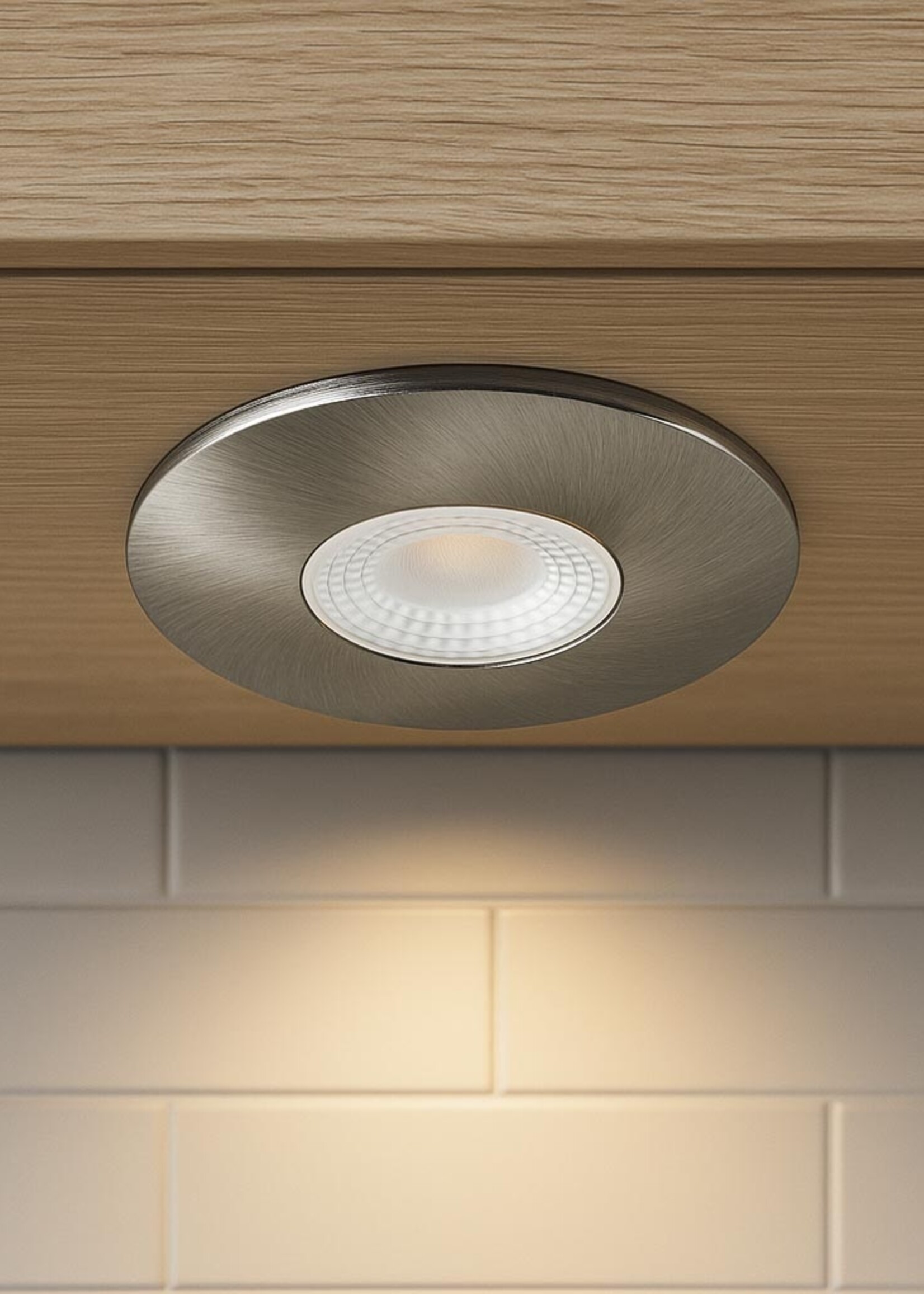 Set van 2 Cabinet Led Inbouwspots warm wit, in rvs kleur IP44, dimbaar