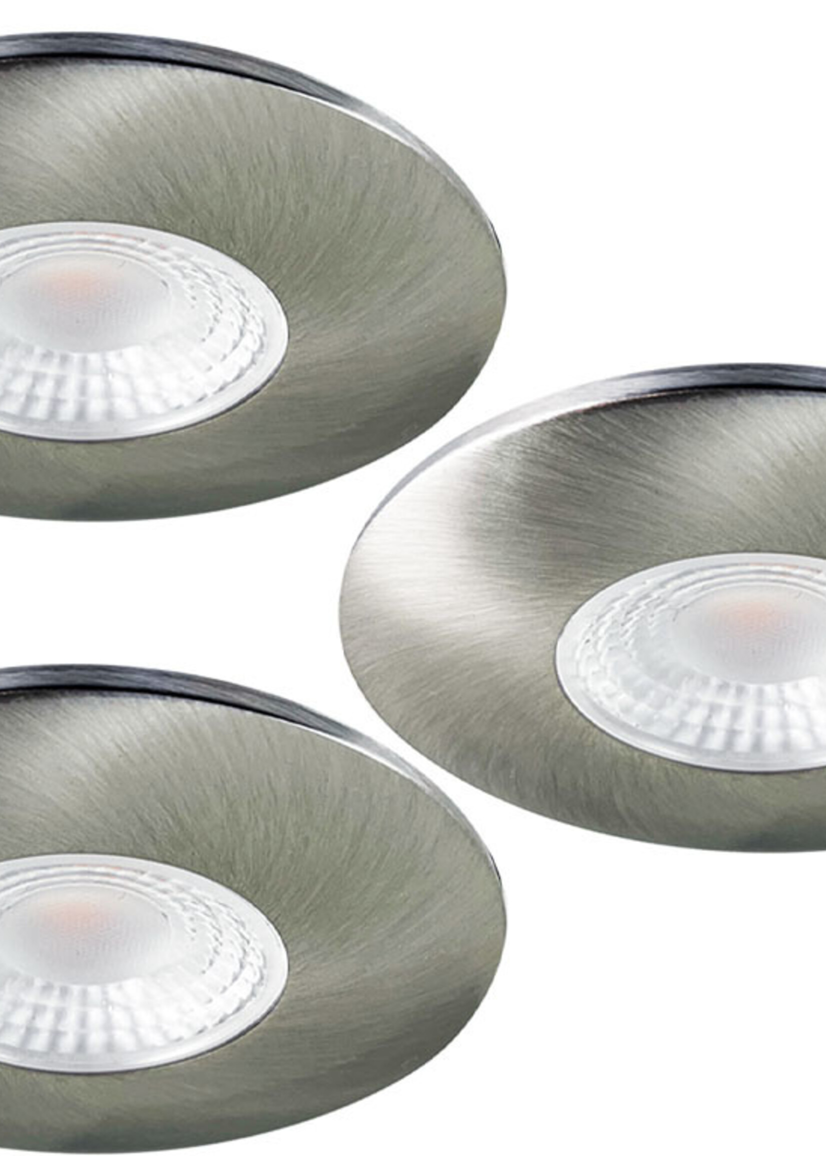 Set van 3 Cabinet Led Inbouwspots warm wit, in rvs kleur IP44 , dimbaar