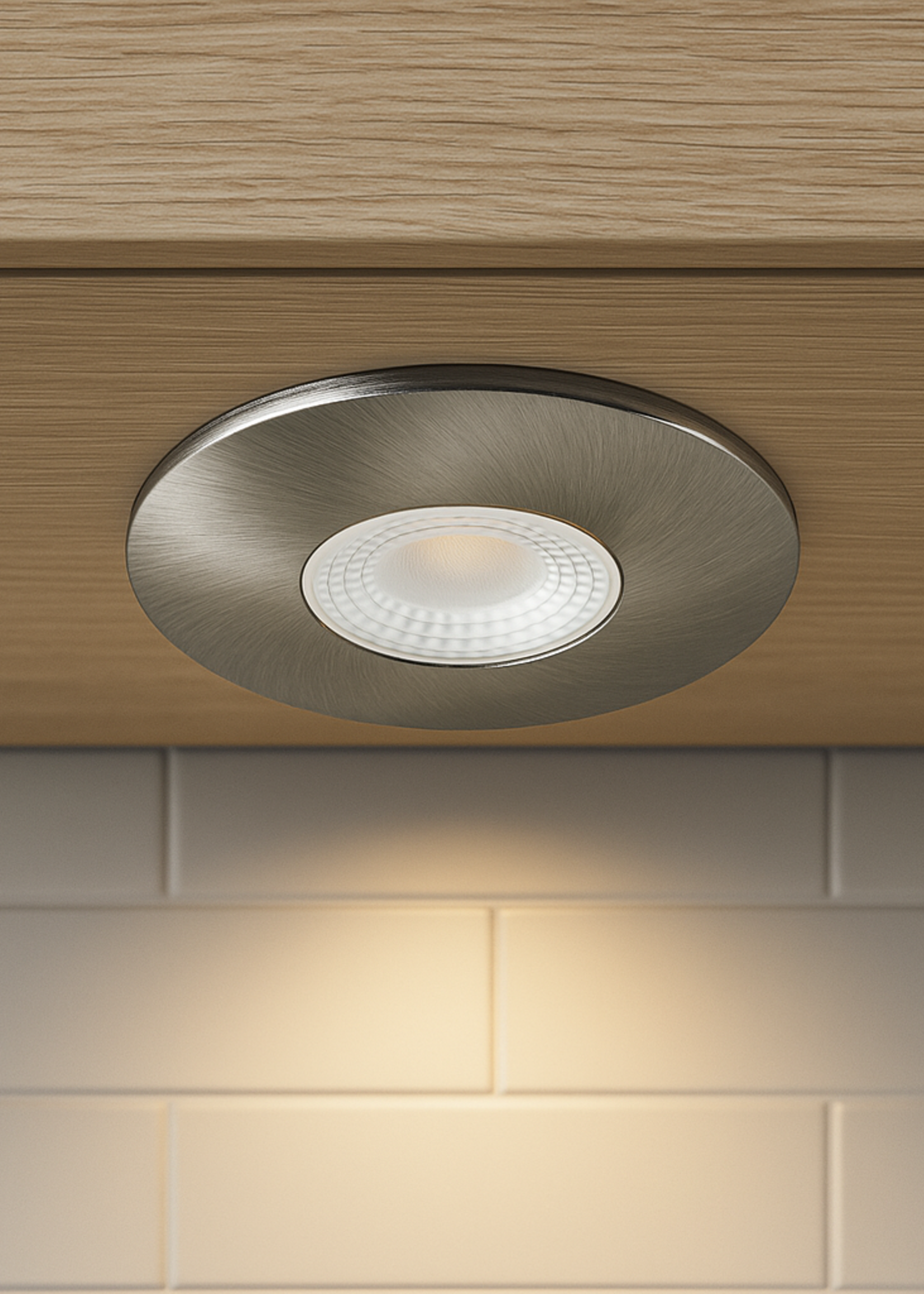 Set van 3 Cabinet Led Inbouwspots warm wit, in rvs kleur IP44 , dimbaar