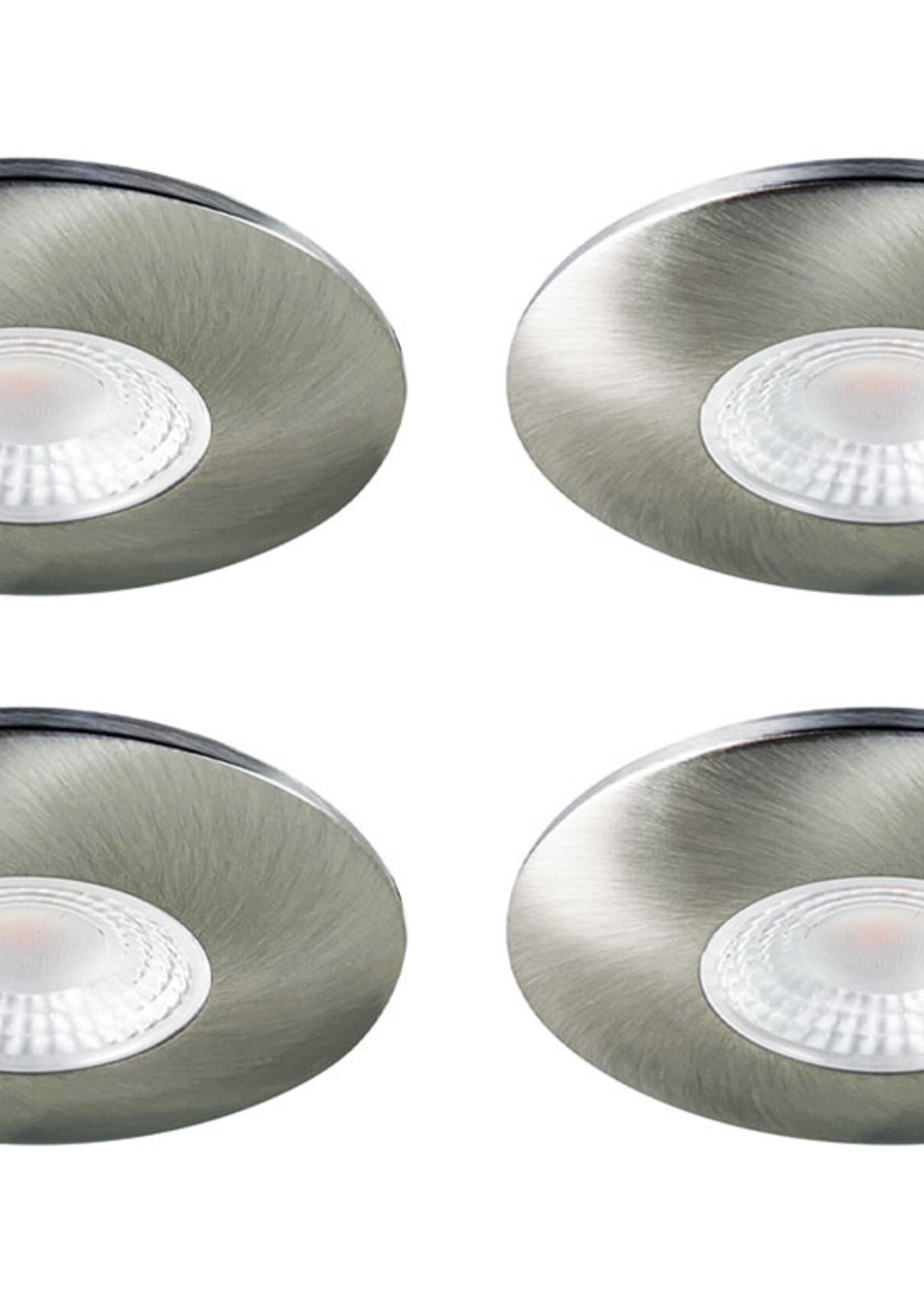 Set van 4 Cabinet Led Inbouwspots warm wit, in rvs kleur IP44, dimbaar