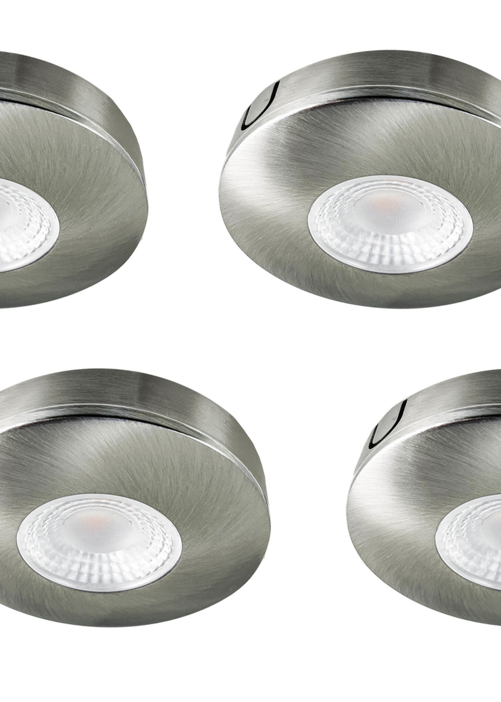Set van 4 Cabinet Led opbouwspot warm wit, rvs uitvoering IP44 , dimbaar