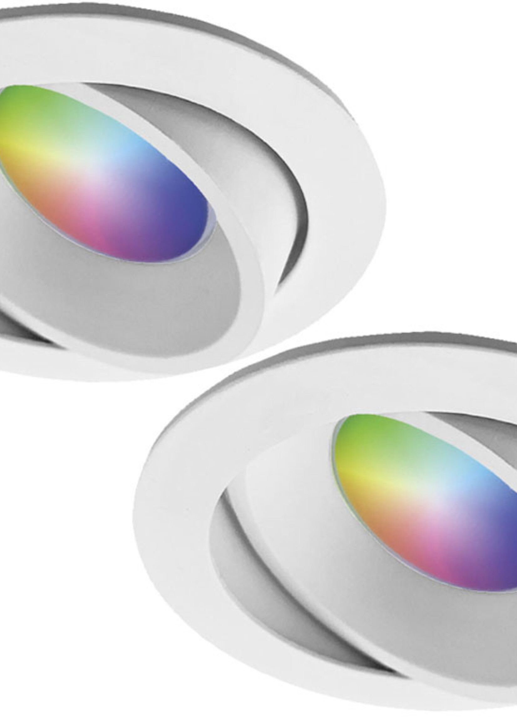Ansell Set van 2 stuks Witte Wifi. RGB en dimtone inbouwspots, 5,5 W. Dimbaar via app of afstandsbediening
