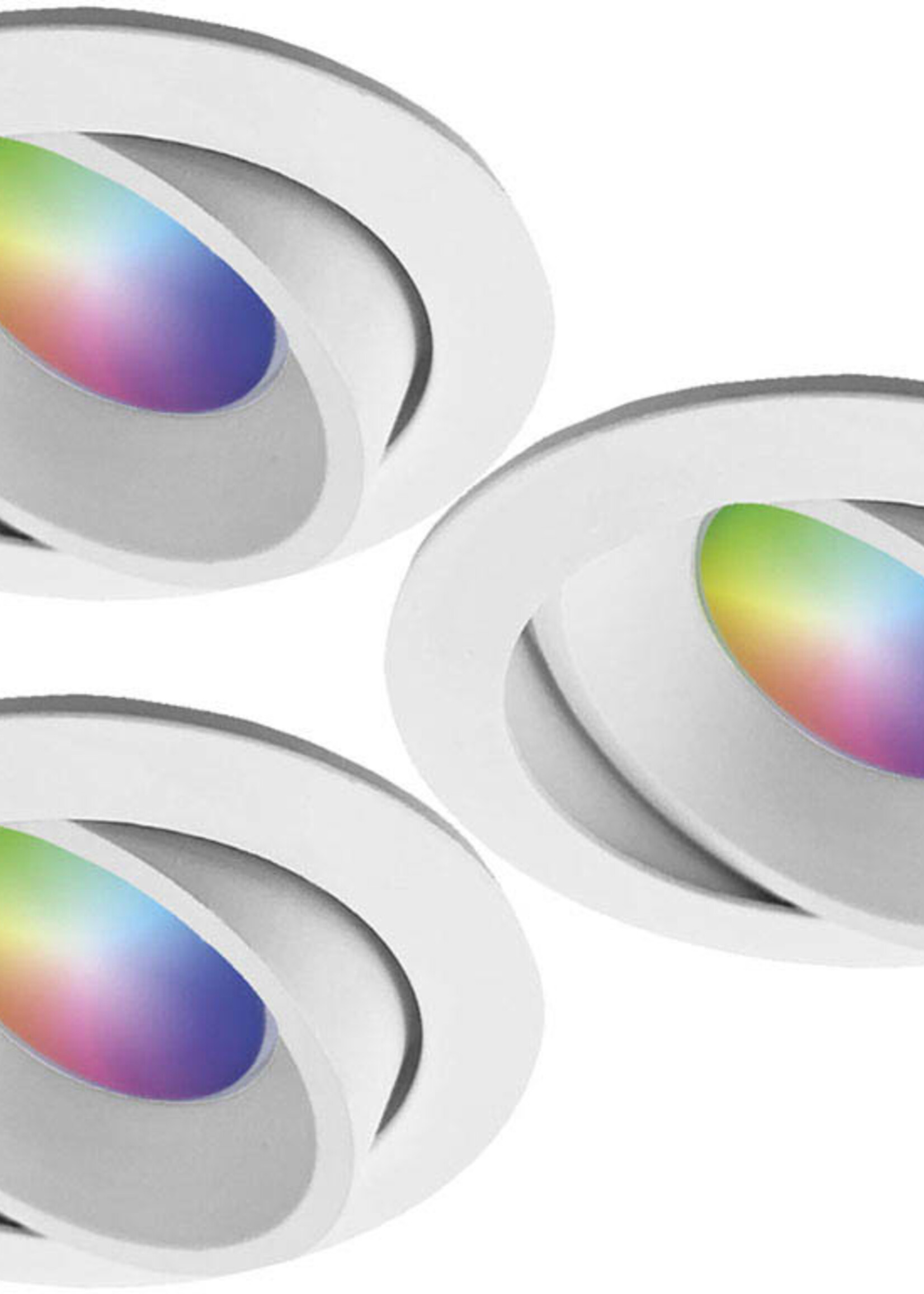 Ansell Set van 3 stuks Witte Wifi. RGB en dimtone inbouwspots, 5,5 W. Dimbaar via app of afstandsbediening