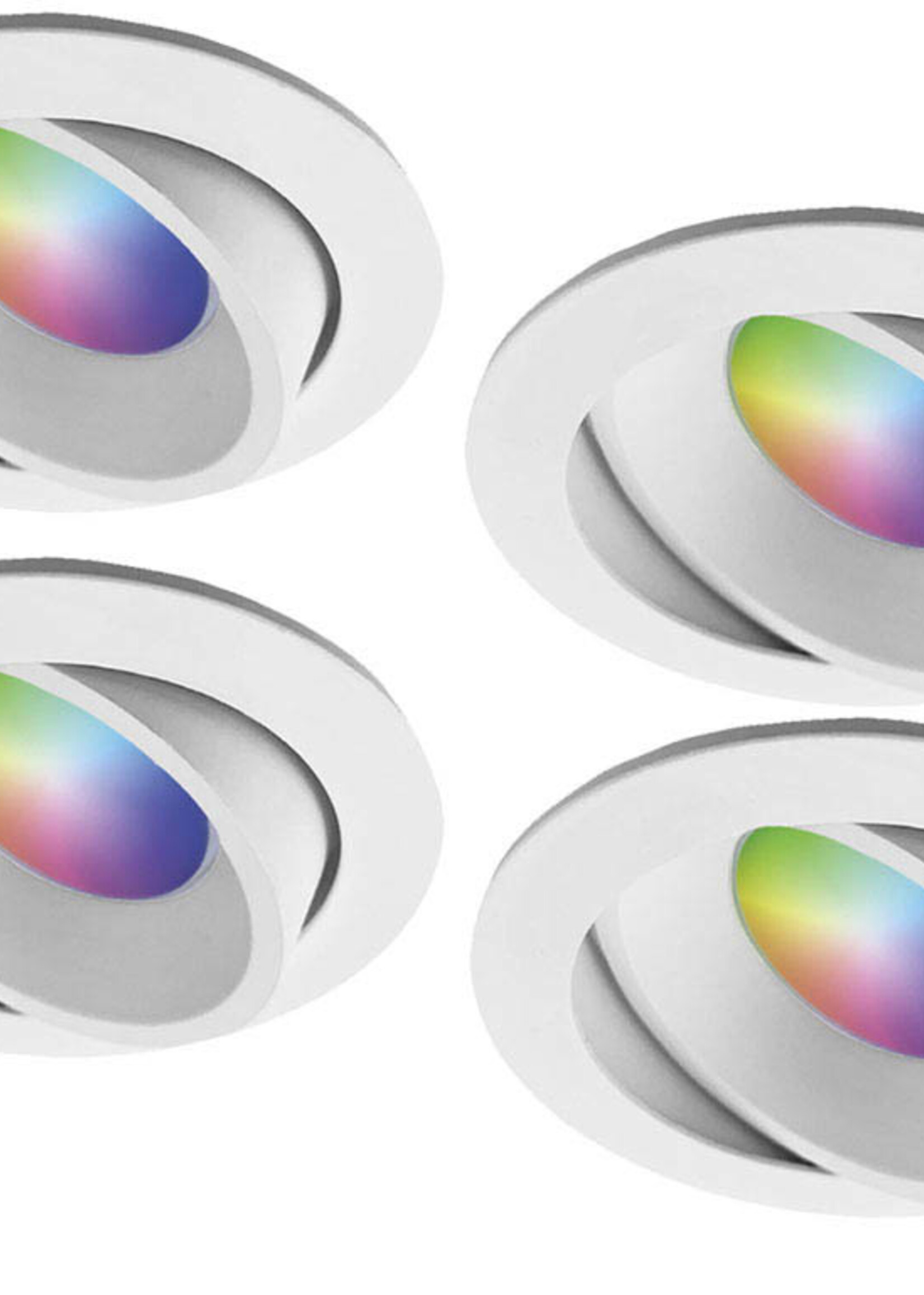 Ansell Set van 4 stuks Witte Wifi. RGB en dimtone inbouwspots, 5,5 W. Dimbaar via app of afstandsbediening