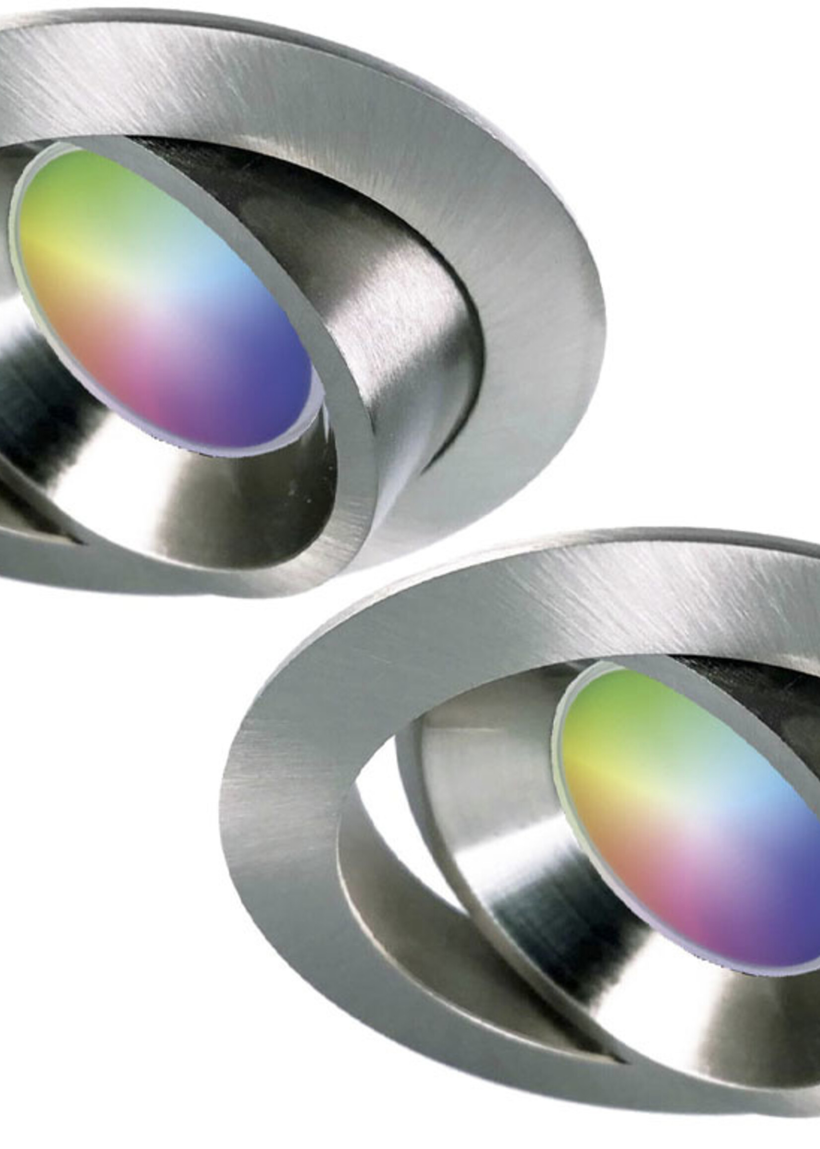 Ansell Set van 2 stuks RVS Wifi. RGB en dimtone inbouwspots, 5,5 W. Dimbaar via app of afstandsbediening