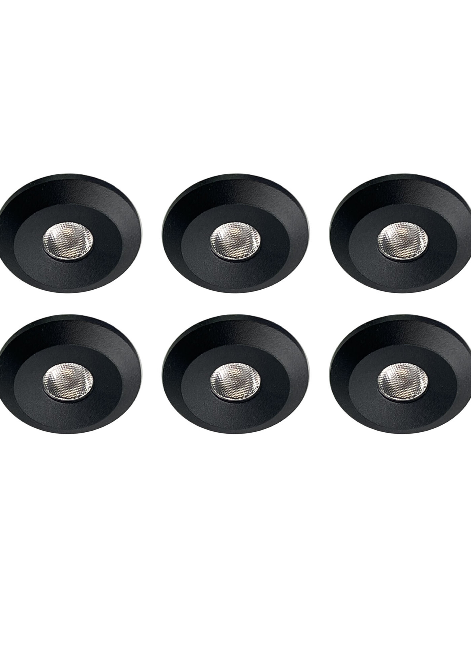 Set van 6 Microledjes Maduro, dimbaar,  1,2 Watt, Zwarte uitvoering, inclusief trafo/driver IP44
